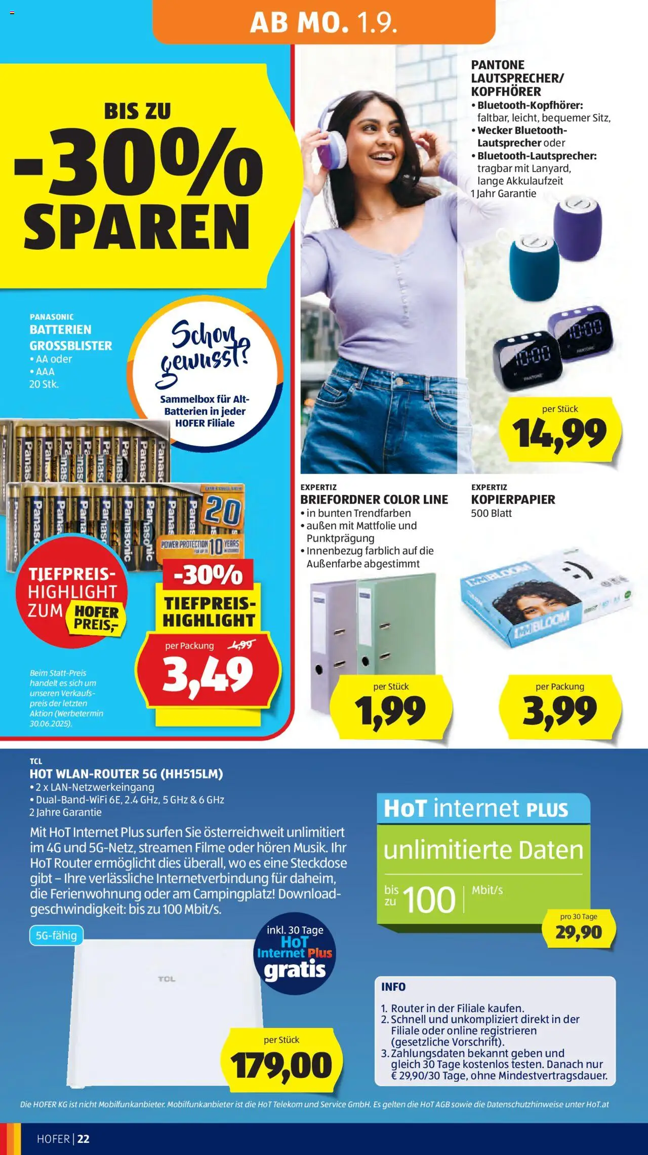 Hofer Flugblatt gültig ab 29.08.2025 | Seite: 26 | Produkte: Wecker, Kopfhörer, Lautsprecher, Steckdose