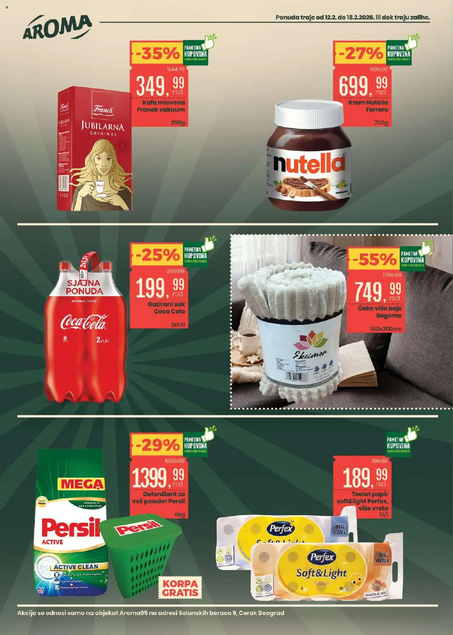 Aroma Market katalog - važi od 12.02.2026 | Strana: 2 | Proizvode: Deterdžent, Coca Cola, Kafa, Persil