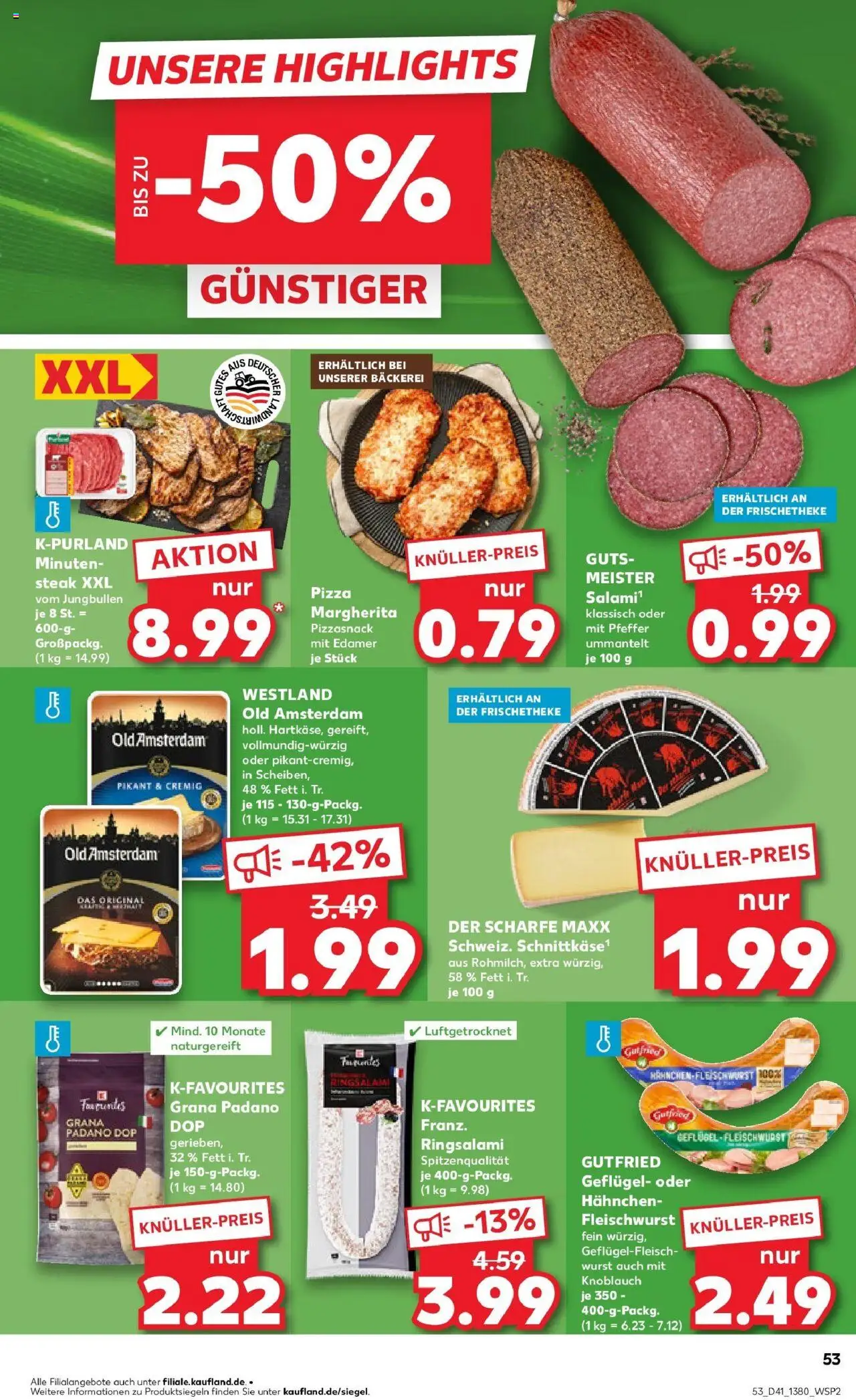 Kaufland prospekt Emmerich Am Rhein	 – gültig ab 09.10.2025 | Seite: 53 | Produkte: Hahnchen, Wurst, Salami, Steak