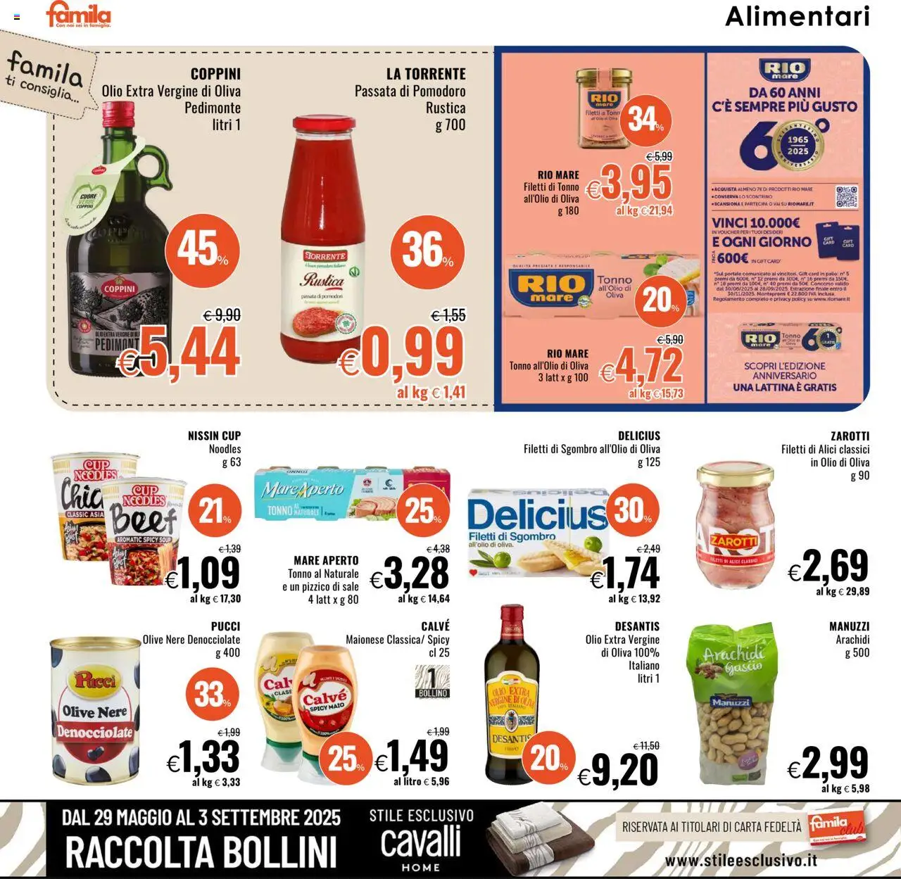 Volantino Famila del 31.07.2025 | Pagina: 12 | Prodotti: Pomodori, Tonno al naturale, Olio extra vergine, Alici