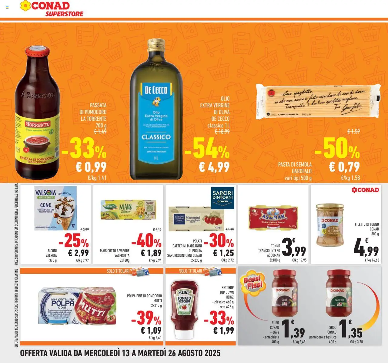 Volantino Conad del 13.08.2025 | Pagina: 18 | Prodotti: Pasta, Nocciole, Tonno, Sugo