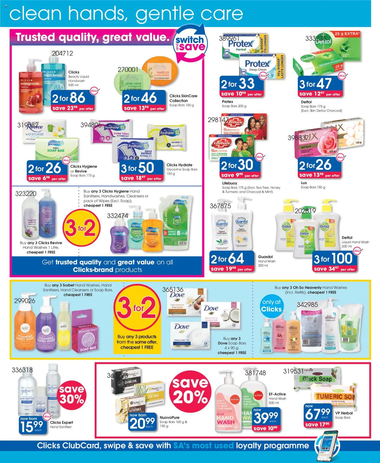 New Clicks catalogue – valid from 23.04.2026 | Page: 20 | Products: Handwash, Switch, Cream, Sanitiser