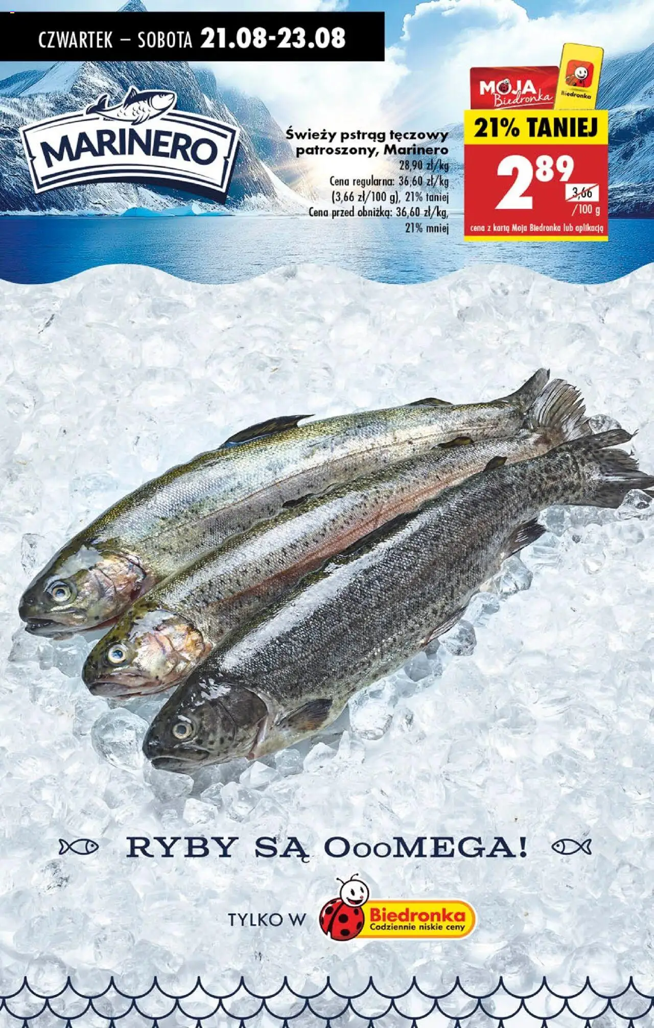 Biedronka gazetka - Oferta w tym tygodniu od 21.08.2025 | Strona: 38 | Produkty: Pstrąg tęczowy, Świeży pstrąg, Pstrąg, Ryby