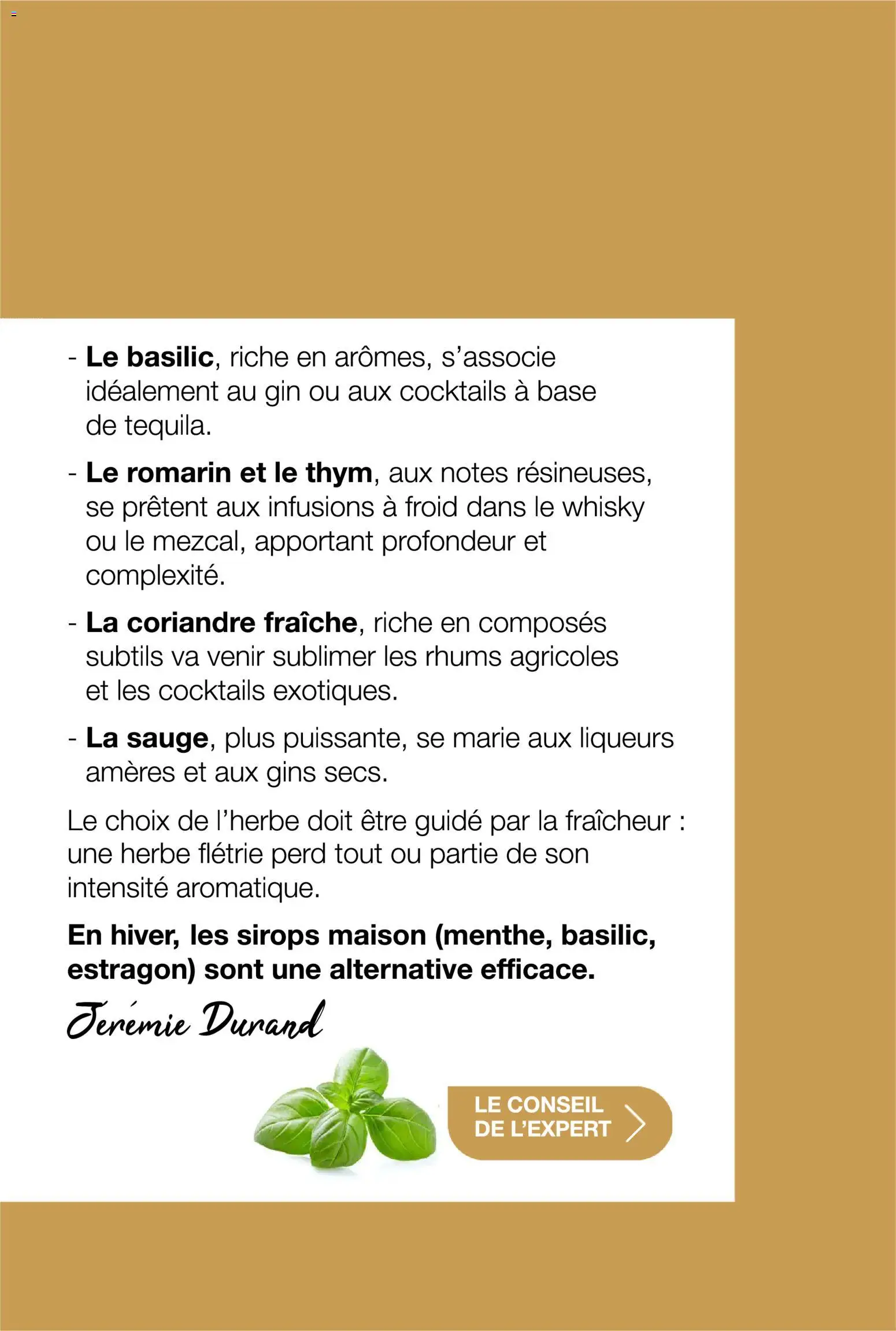 {H1} | Page: 45 | Produits: Whisky, Base, Coriandre, Gin