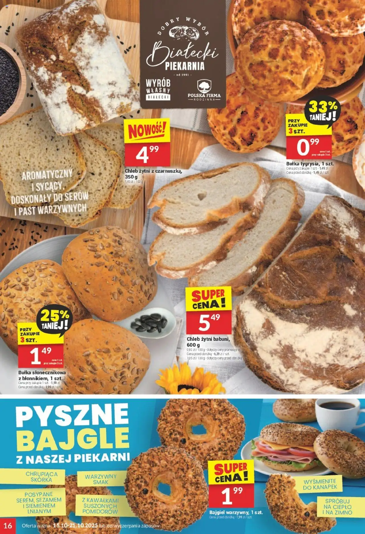 Twój Market Gazetka od 15.10.2025 | Strona: 16 | Produkty: Chleb żytni, Piekarnia, Bułka, Chleb
