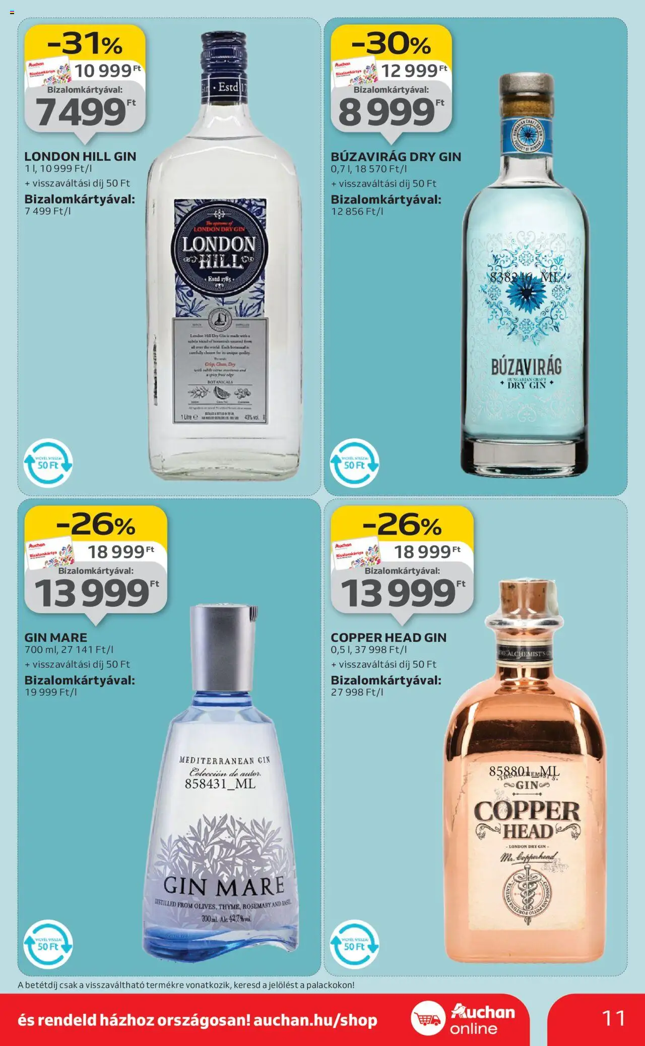 Auchan akciós ujság - amely érvényes a következő dátumtól: 09.10.2025 | Oldal: 11 | Termékek: Gin