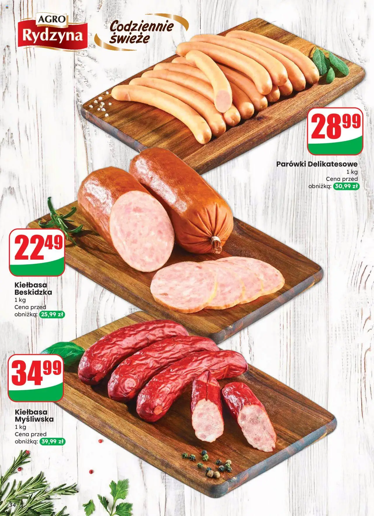 Dino Gazetka od 27.08.2025 | Strona: 34 | Produkty: Kiełbasa, Myśliwska, Parówki