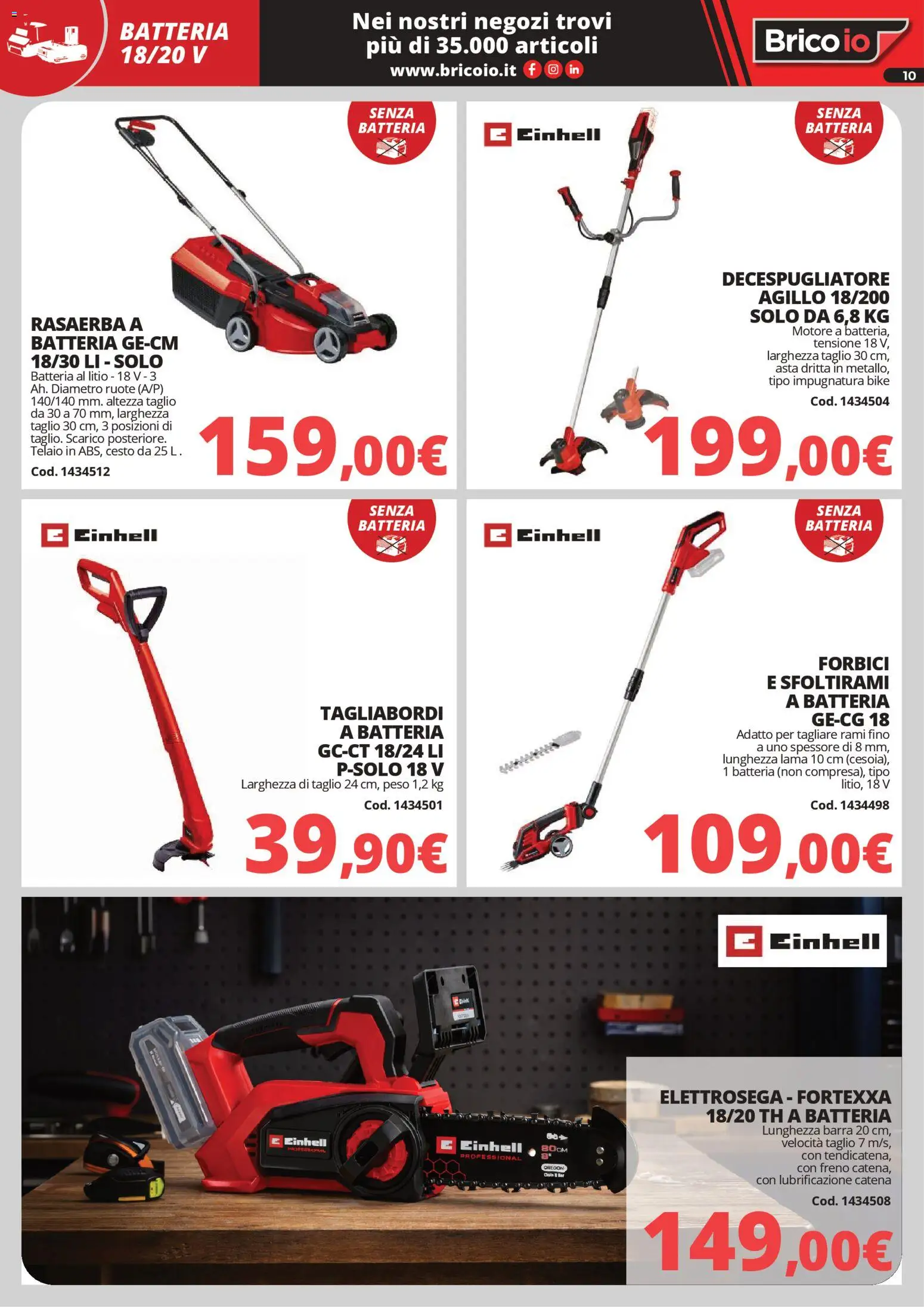 Volantino Brico io del 30.03.2026 | Pagina: 10 | Prodotti: Rasaerba, Decespugliatore, Batteria