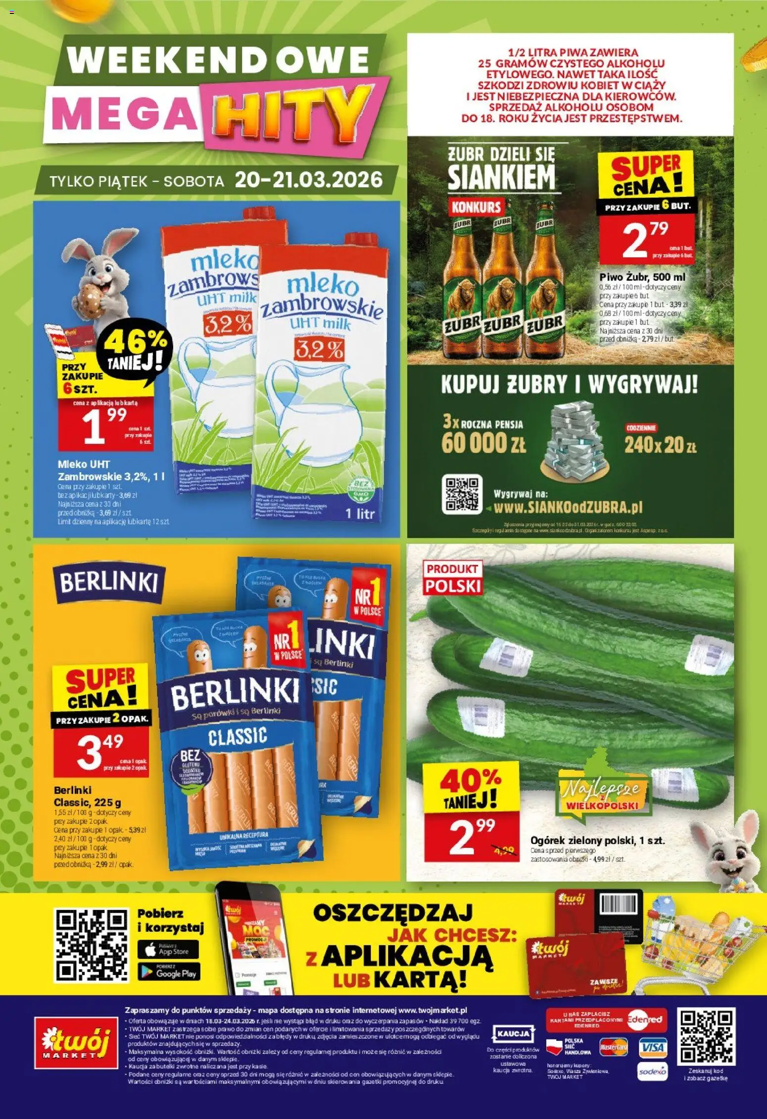 Twój Market gazetka od 18.03.2026 | Strona: 40 | Produkty: Karta, Mleko, Piwo