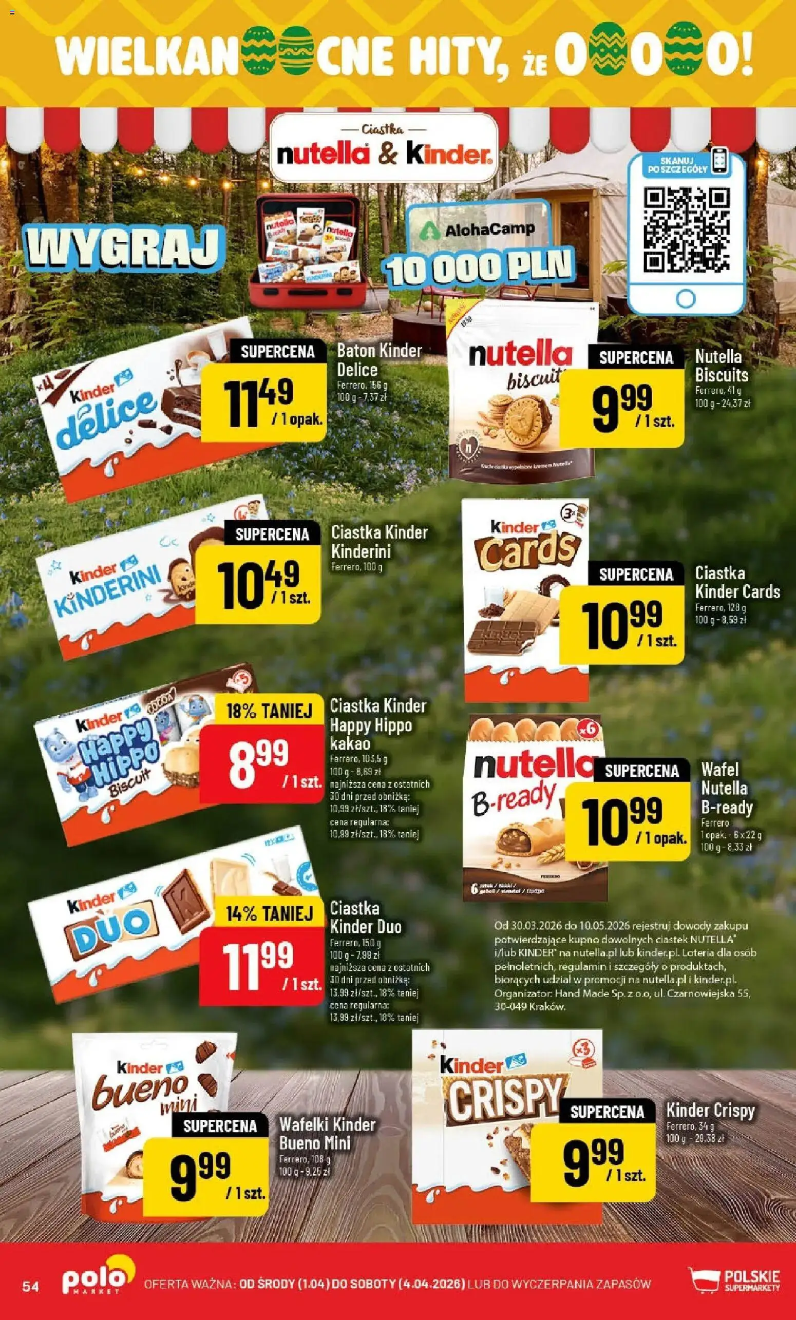 POLOmarket gazetka od 01.04.2026 | Strona: 54 | Produkty: Kakao, Baton, Wafelki, Kinder cards