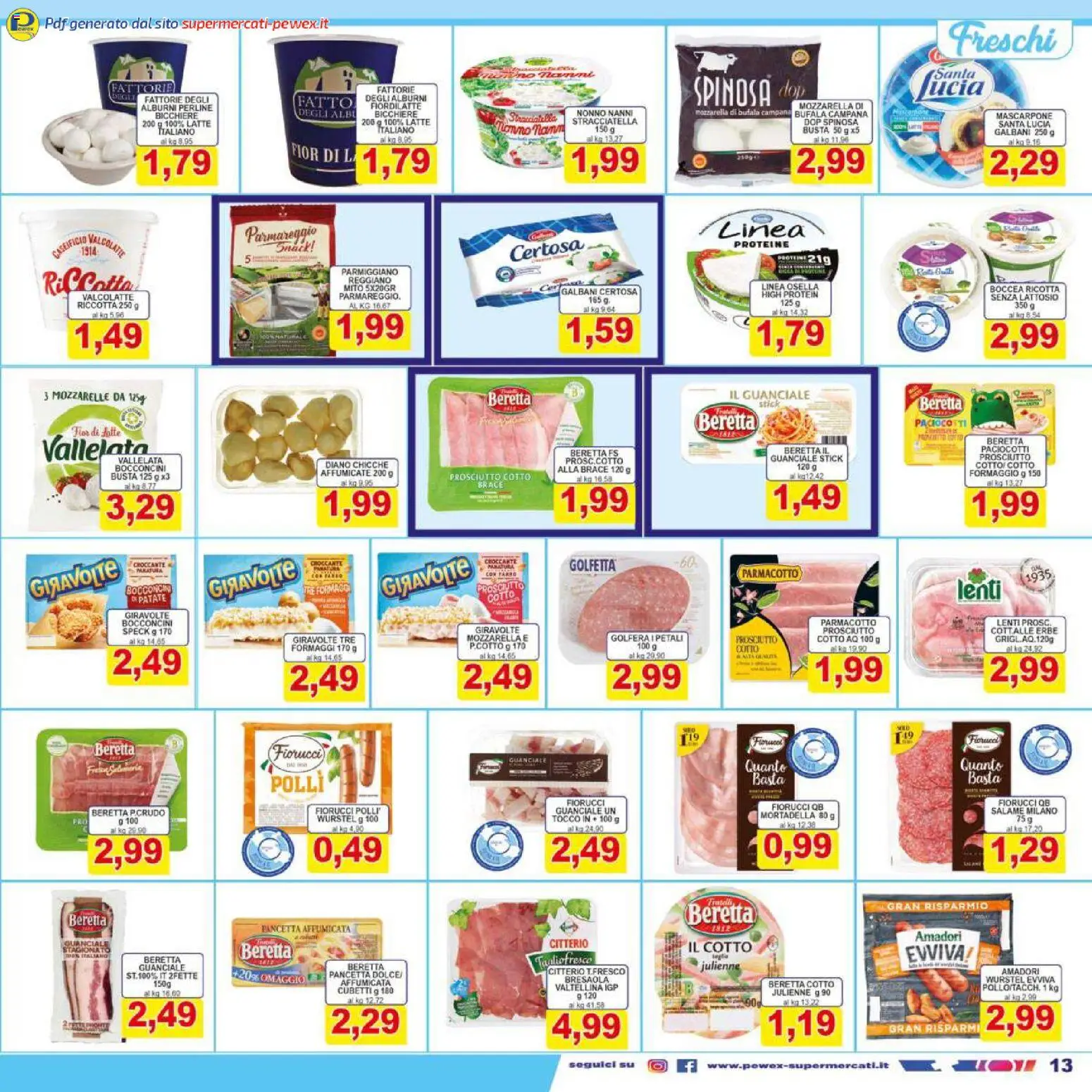 Volantino Pewex del 07.01.2026 | Pagina: 13 | Prodotti: Prosciutto Cotto, Latte, Ricotta, Stracciatella