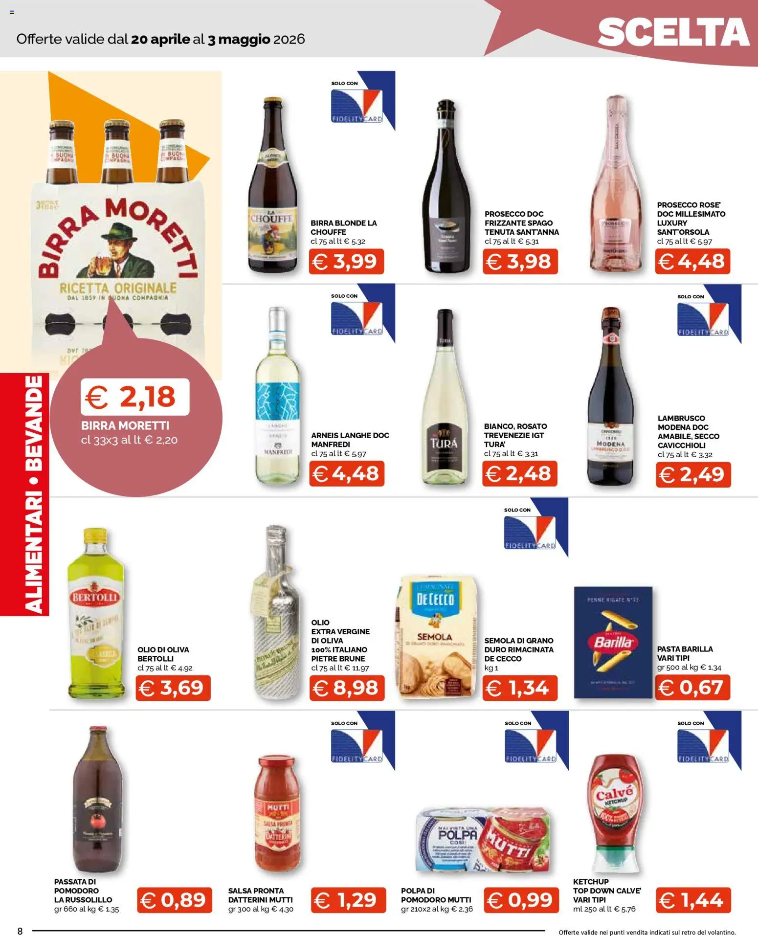 Volantino Mercatò del 20.04.2026 | Pagina: 8 | Prodotti: Birra, Ketchup, Salsa, Pasta