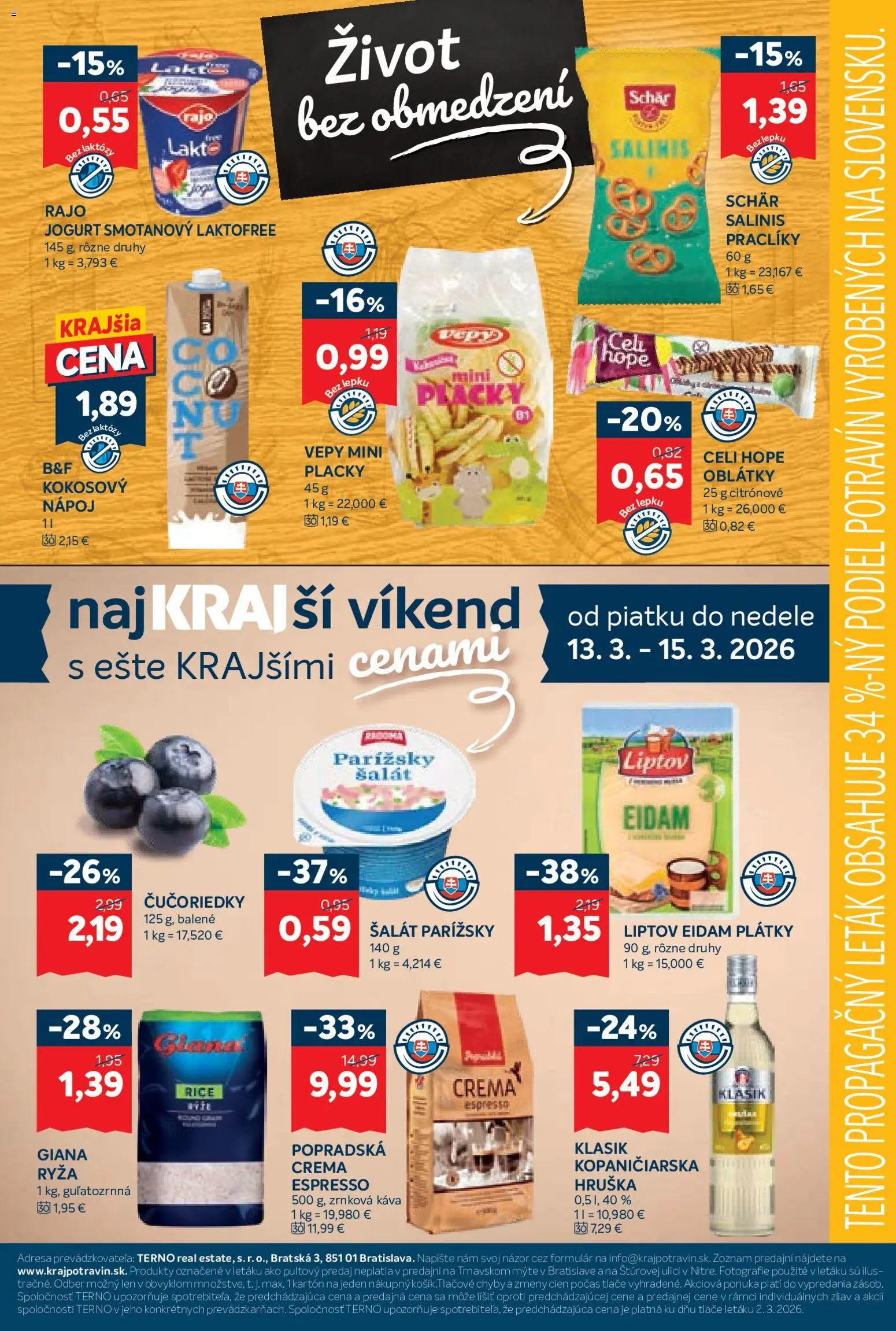 Nové Kraj akcie – leták je platný od 12.03.2026 | Strana: 17 | Produkty: Jogurt, Ryža, Čučoriedky, Šalát