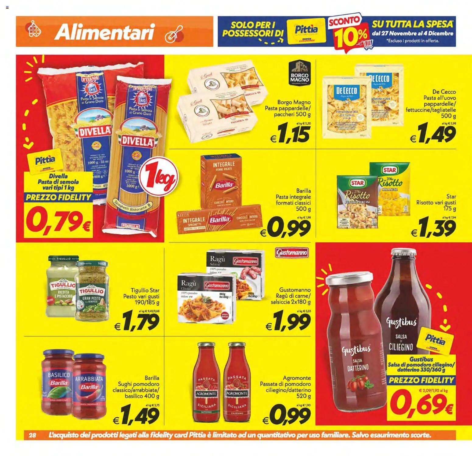 Volantino SuperConveniente del 27.11.2025 | Pagina: 28 | Prodotti: Salsa, Passata di pomodoro, Paccheri, Fettuccine