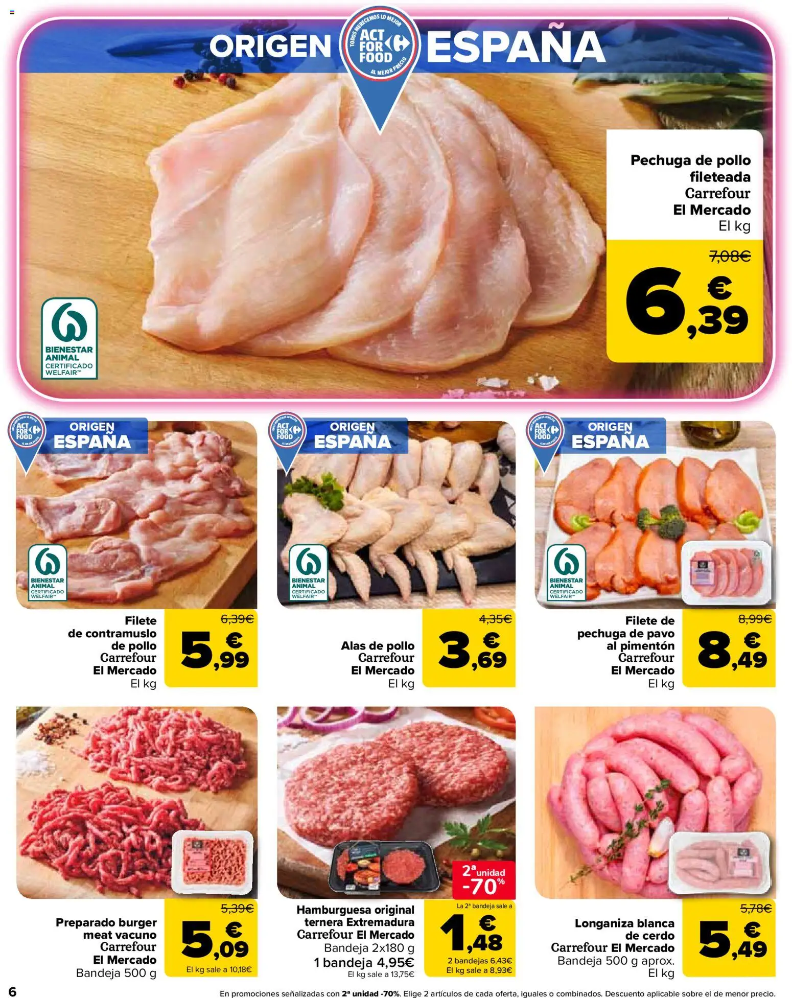 Carrefour Market folleto │ válido desde el 12.03.2026 | Página: 6 | Productos: Pechuga de pollo fileteada, Cerdo, Longaniza, Σοκολατούχο γάλα