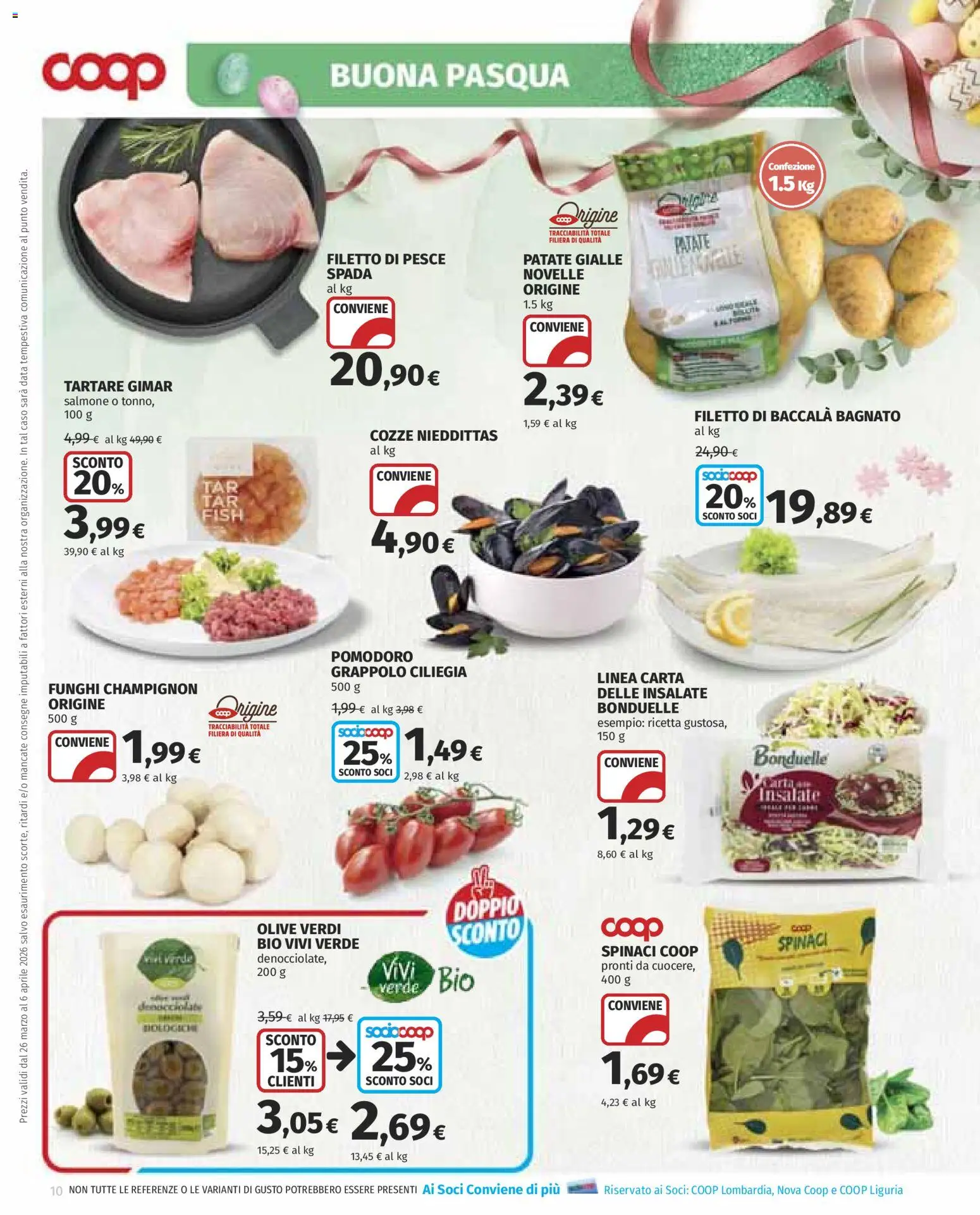 Volantino COOP del 26.03.2026 | Pagina: 10 | Prodotti: Pesce, Pomodoro, Spinaci, Data