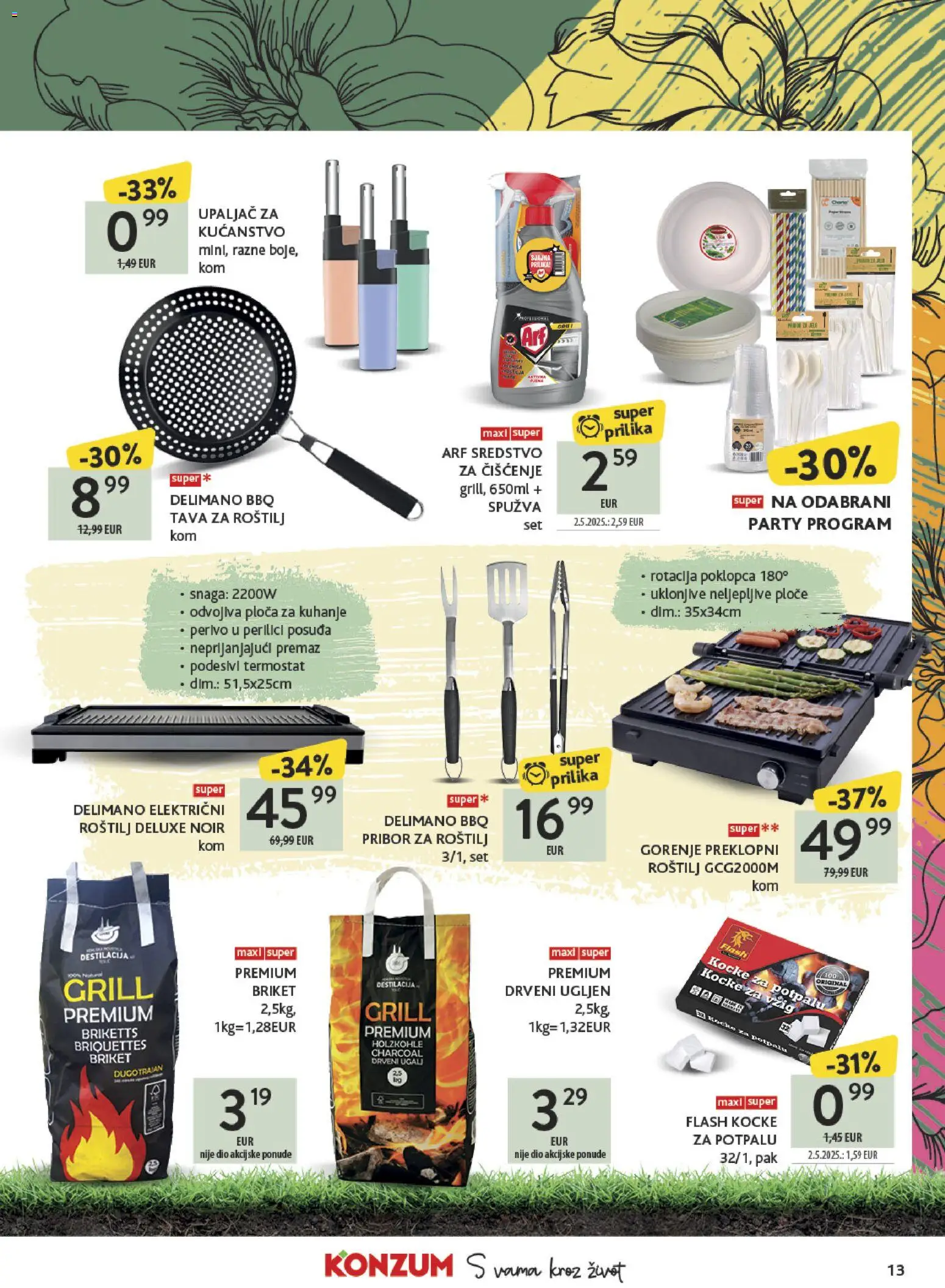 Konzum katalog | vrijedi od 23.03.2026 | Stranica: 13 | Proizvodi: Roštilj, Delimano, Tava, Ploča za kuhanje
