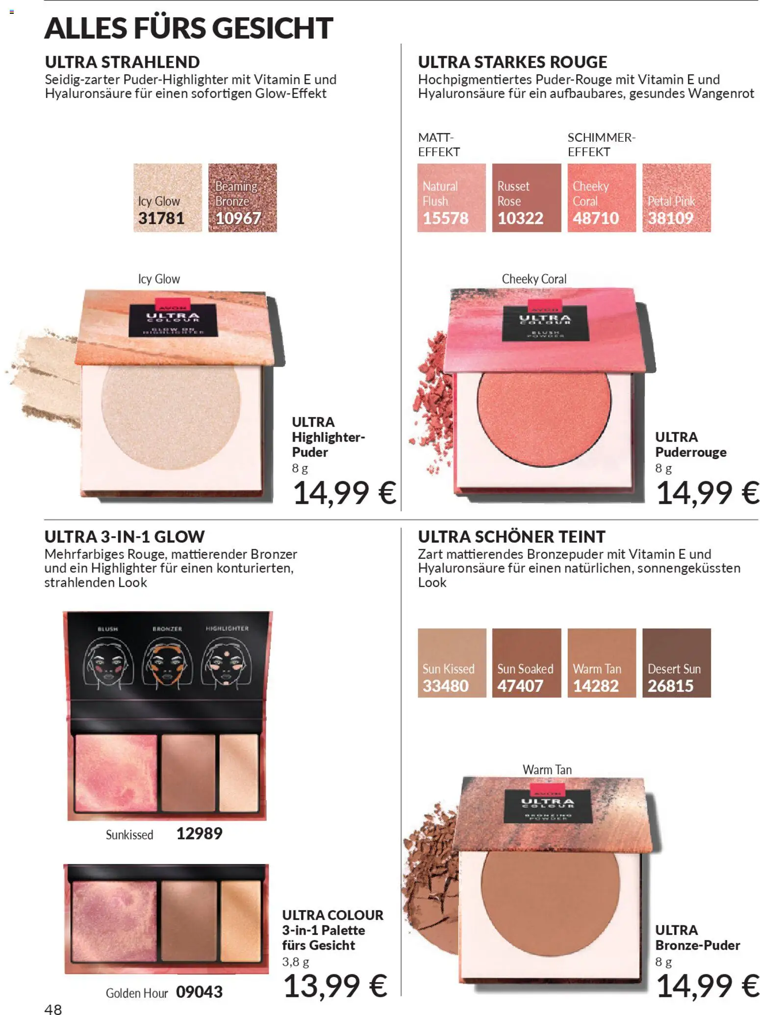 AVON Katalog Januar 2026 – gültig ab 01.01.2026 | Seite: 50 | Produkte: Coral, Puder, Bronzer, Rouge