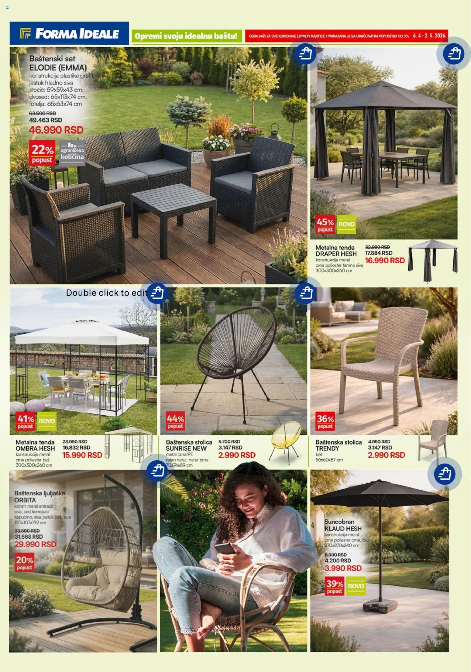 Forma Ideale katalog - važi od 06.04.2026 | Strana: 3 | Proizvode: Baštenska stolica, Fotelja, Stolica, Dvosed