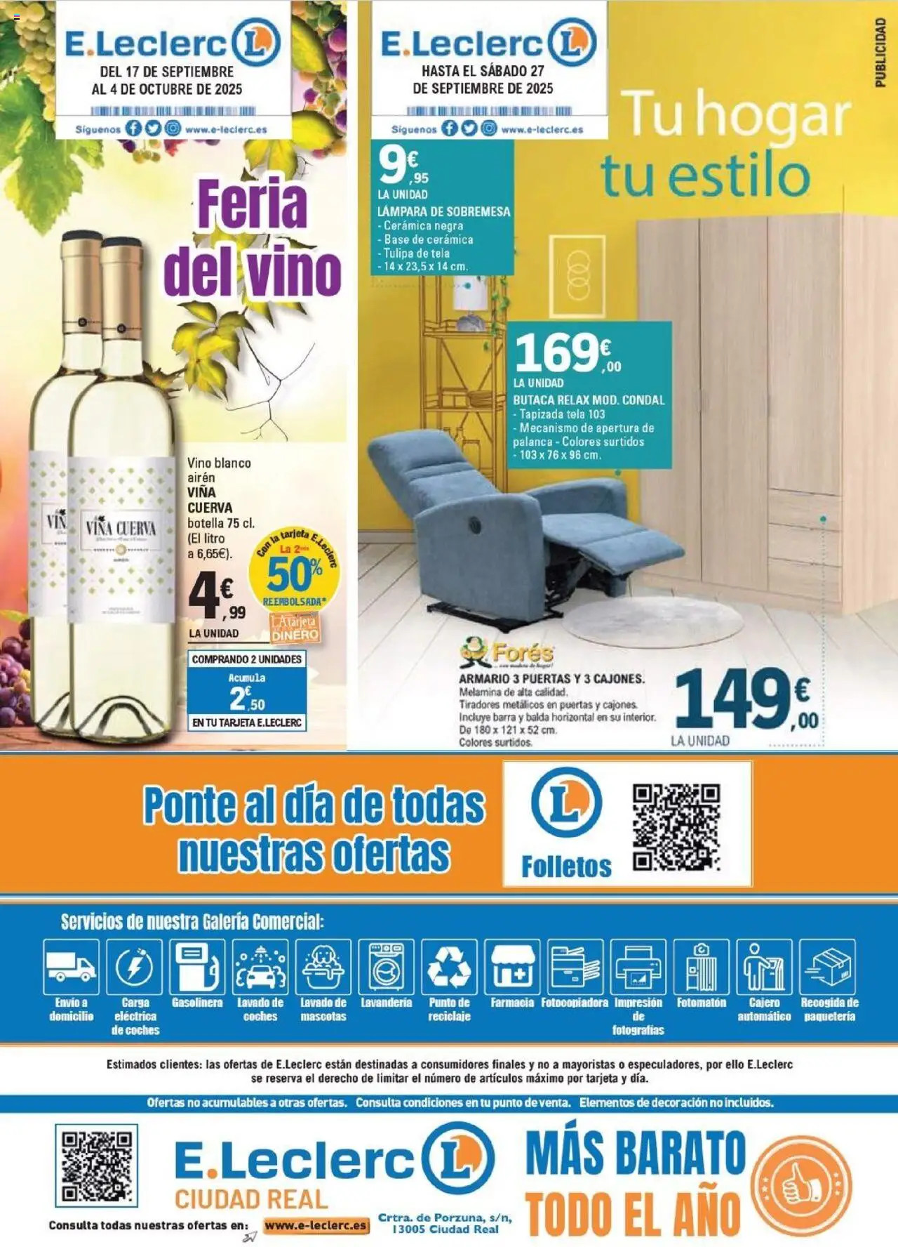 E.Leclerc folleto │ válido desde el 08.09.2025 | Página: 16 | Productos: Vino, Armario, Lámpara