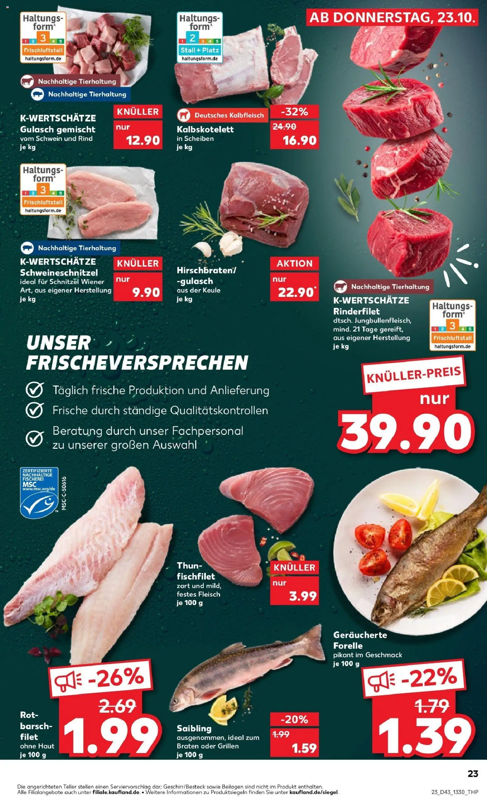Kaufland prospekt Remscheid	 – gültig ab 27.10.2025 | Seite: 23 | Produkte: Rinderfilet, Schnitzel, Gulasch, Fleisch
