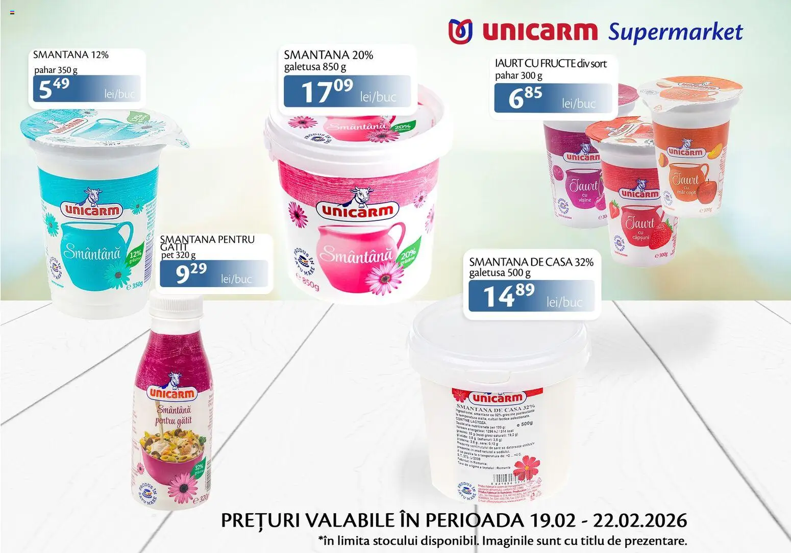 Noul catalog Unicarm – valabil de la 19.02.2026 | Pagină: 3 | Produse: Iaurt, Căpșuni, Fructe, Sare