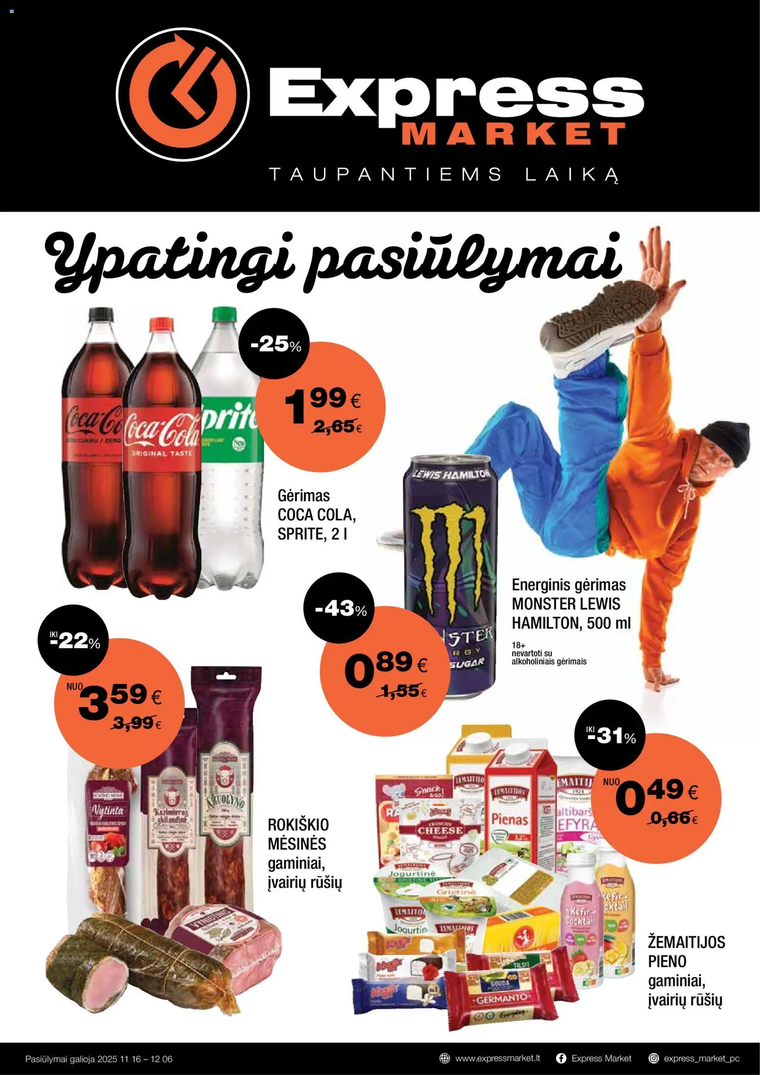 Express market akcijos nuo 16.11.2025 | Puslapis: 1 | Prekių: Energinis gėrimas, Pienas