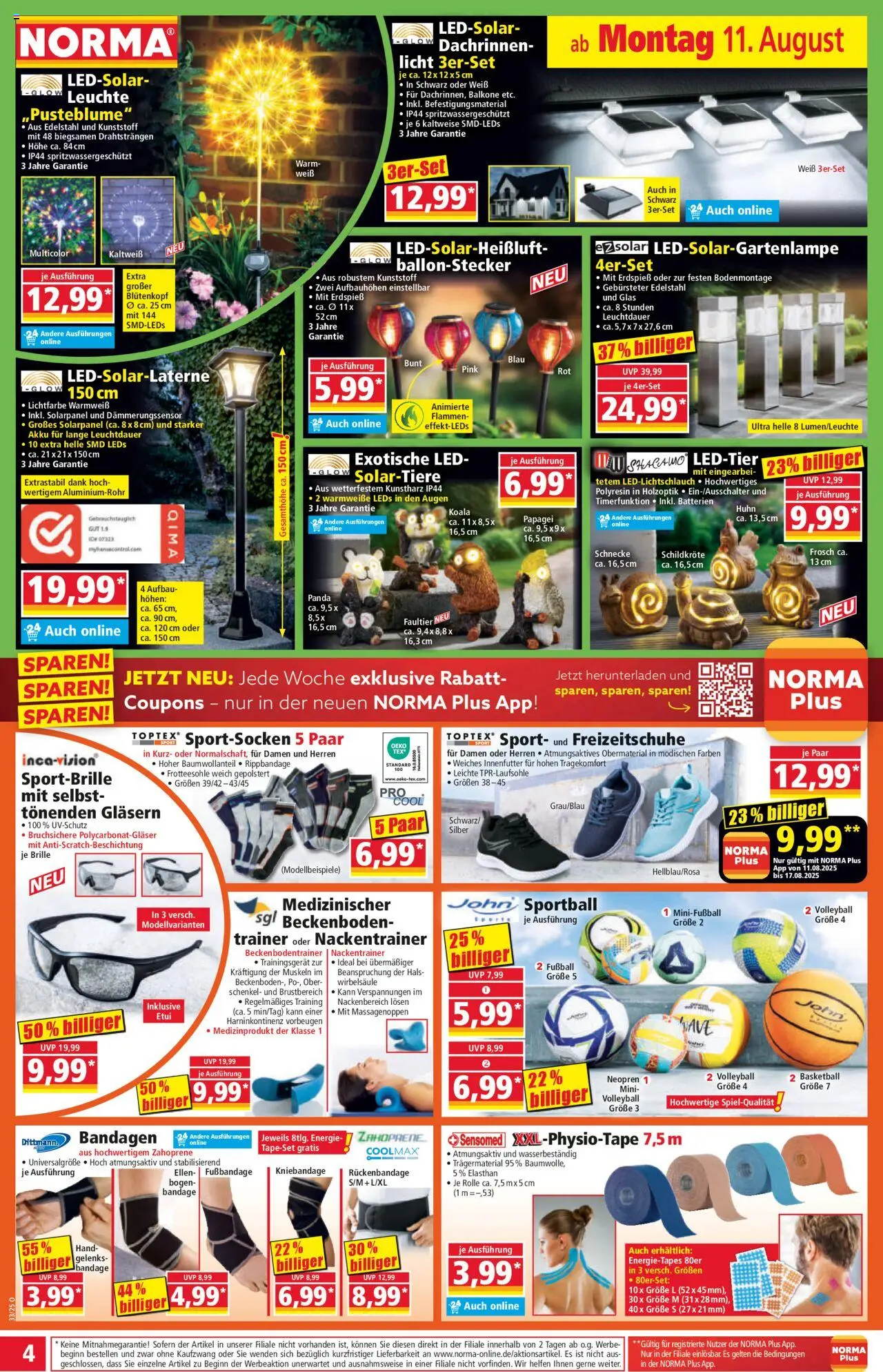 Norma Prospekt 	 - gültig ab dem 11.08.2025 | Seite: 4 | Produkte: Fußball, Volleyball, Basketball, Brille