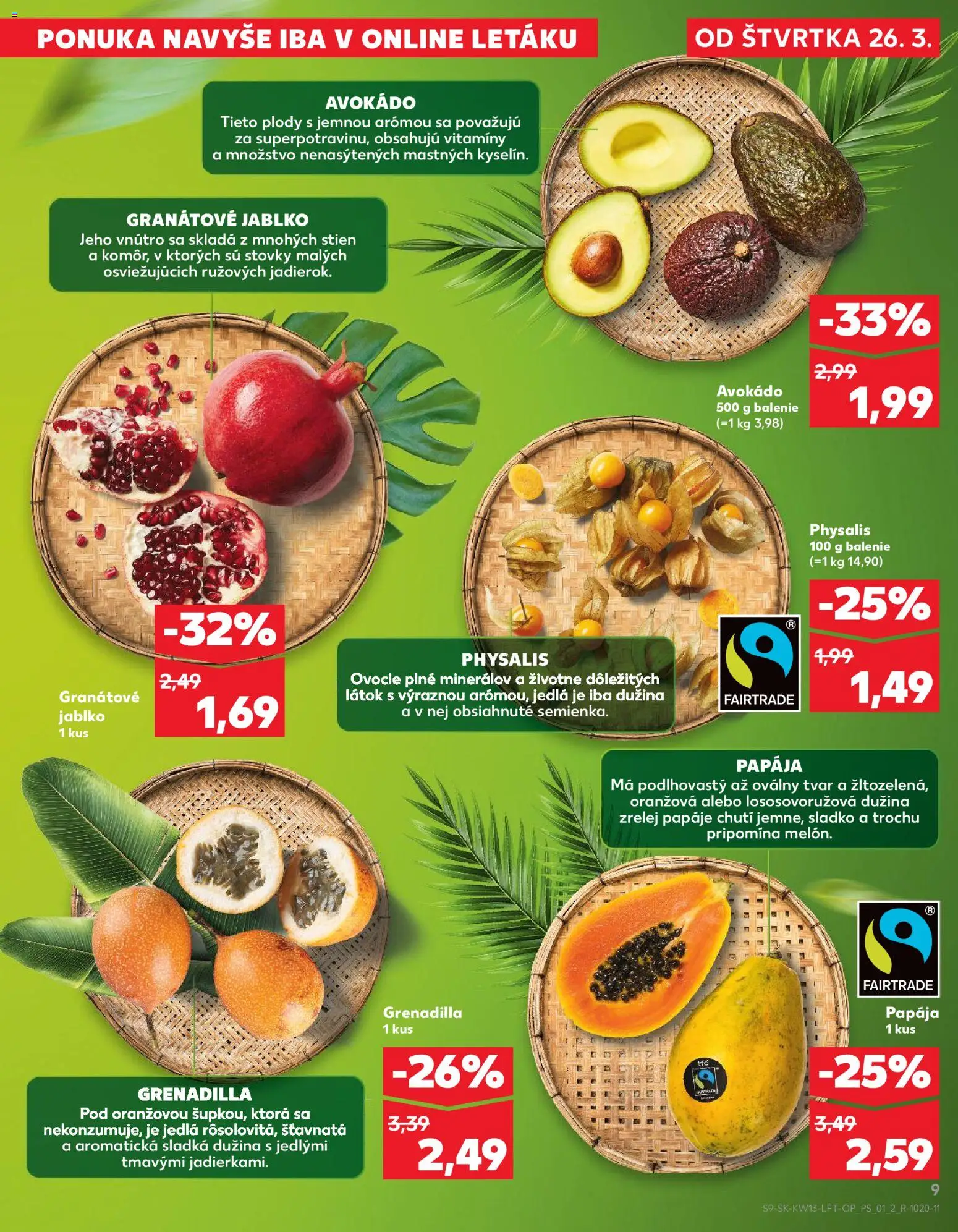 Nové Kaufland akcie – leták je platný od 26.03.2026 | Strana: 9 | Produkty: Avokádo, Ovocie