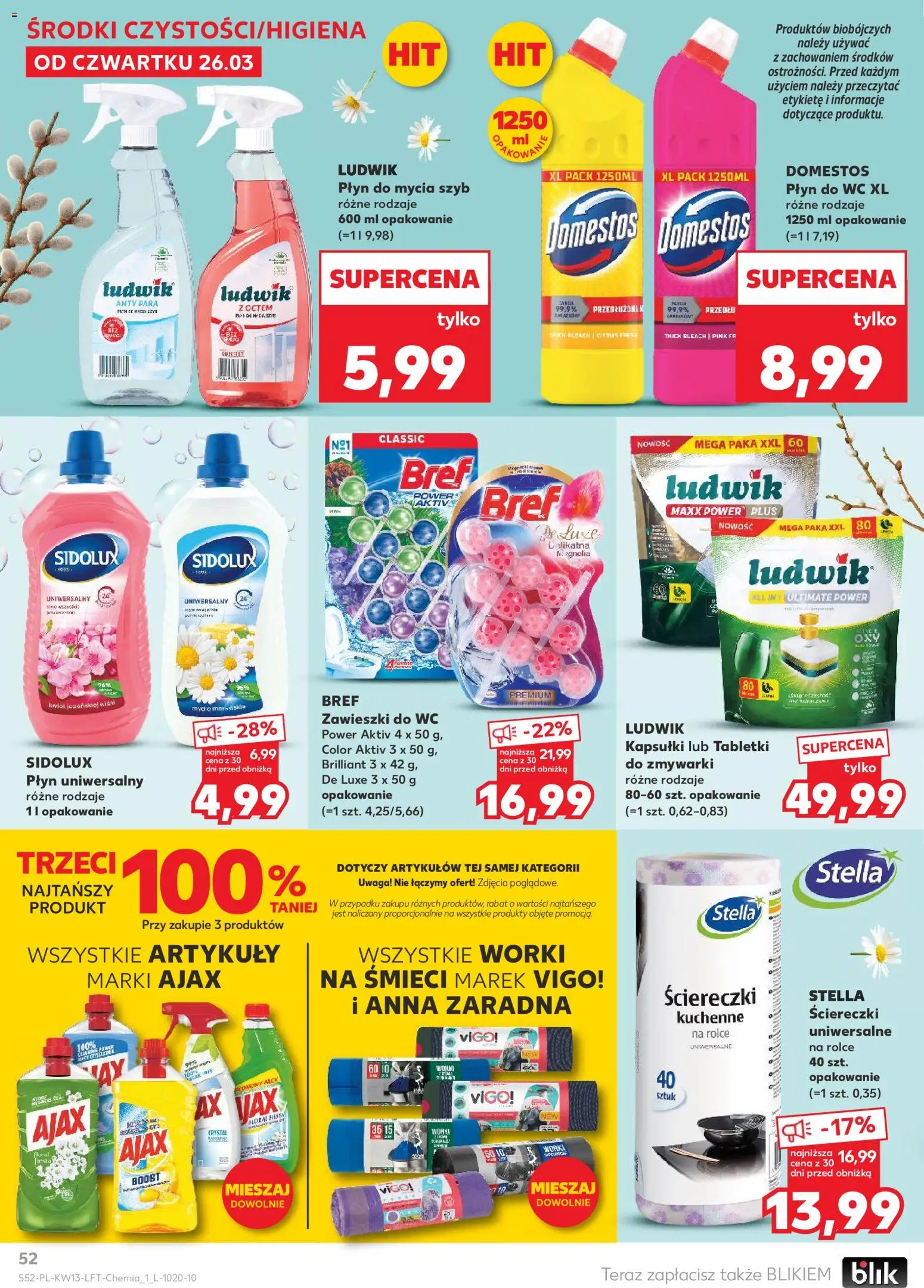 Kaufland gazetka od 26.03.2026 | Strona: 52 | Produkty: Płyn do mycia szyb, Domestos