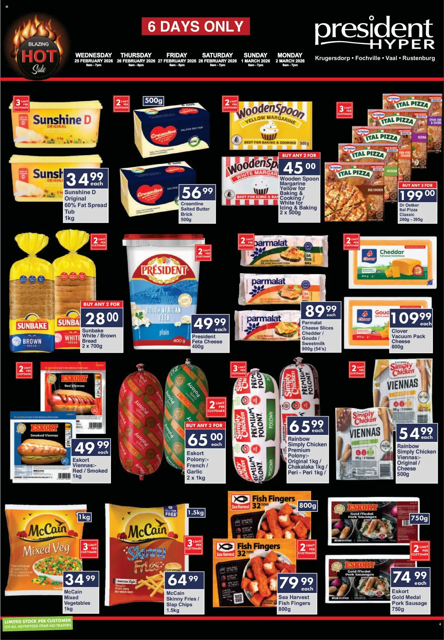 New President Hyper catalogue – valid from 25.02.2026 | Page: 4 | Products: Stock, Fat spread, Máscara de pestañas, Bacon