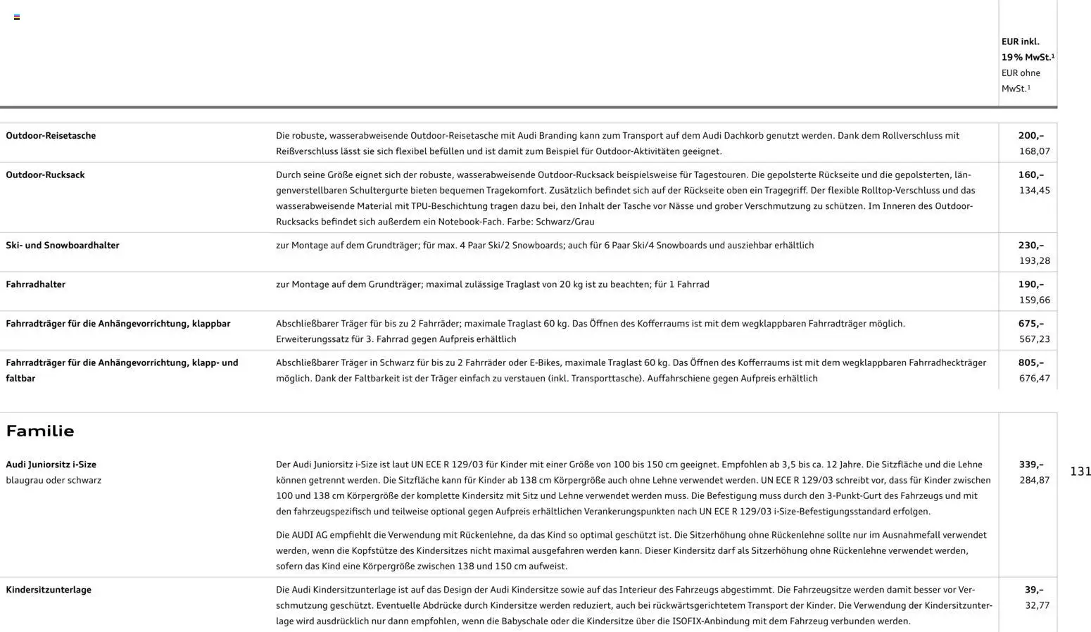 Audi A8 – gültig ab 28.10.2025 | Seite: 131 | Produkte: Navigation, Navigationssystem