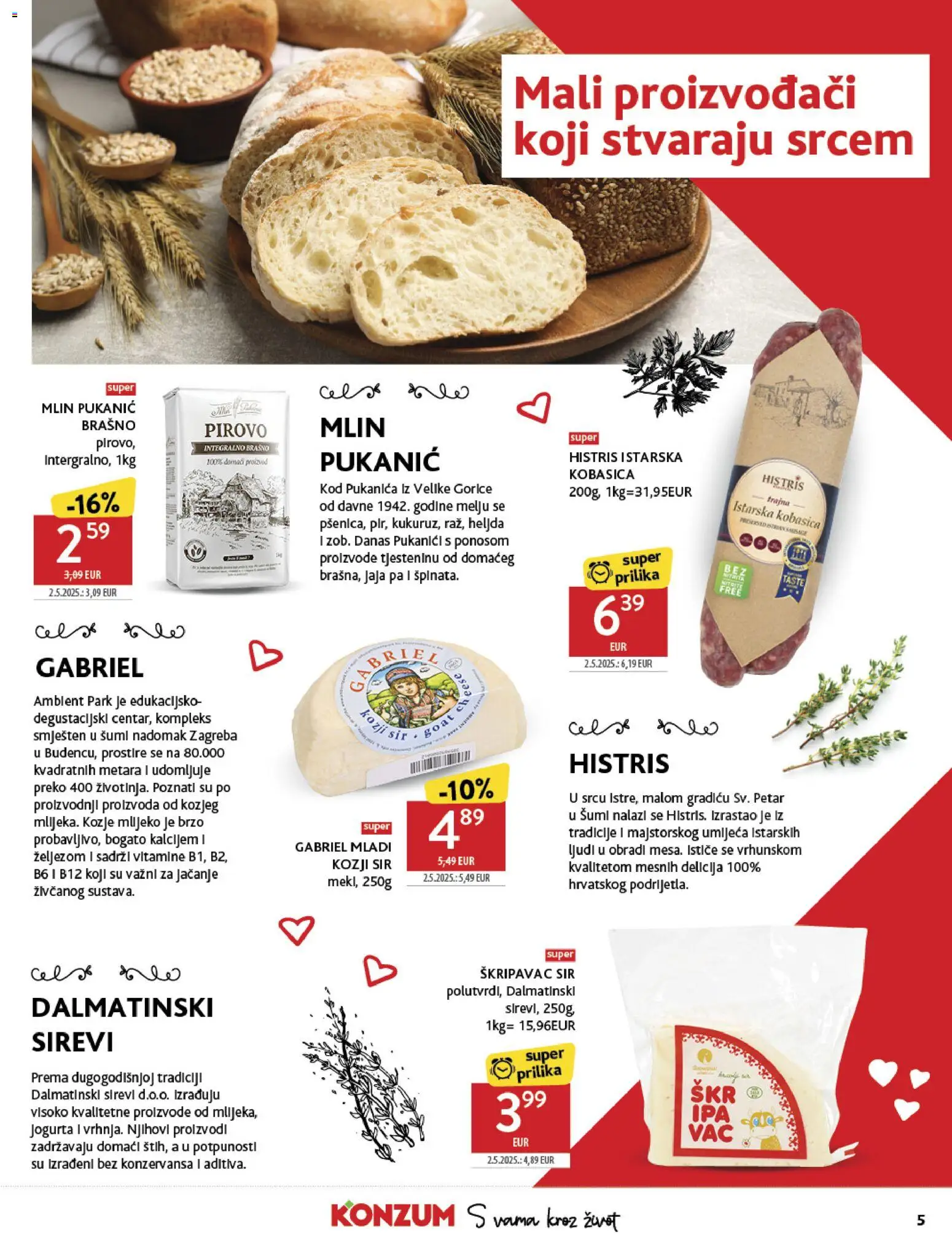 Konzum katalog | vrijedi od 12.11.2025 | Stranica: 5 | Proizvodi: Mlijeko, Sir, Jaja, Kobasica