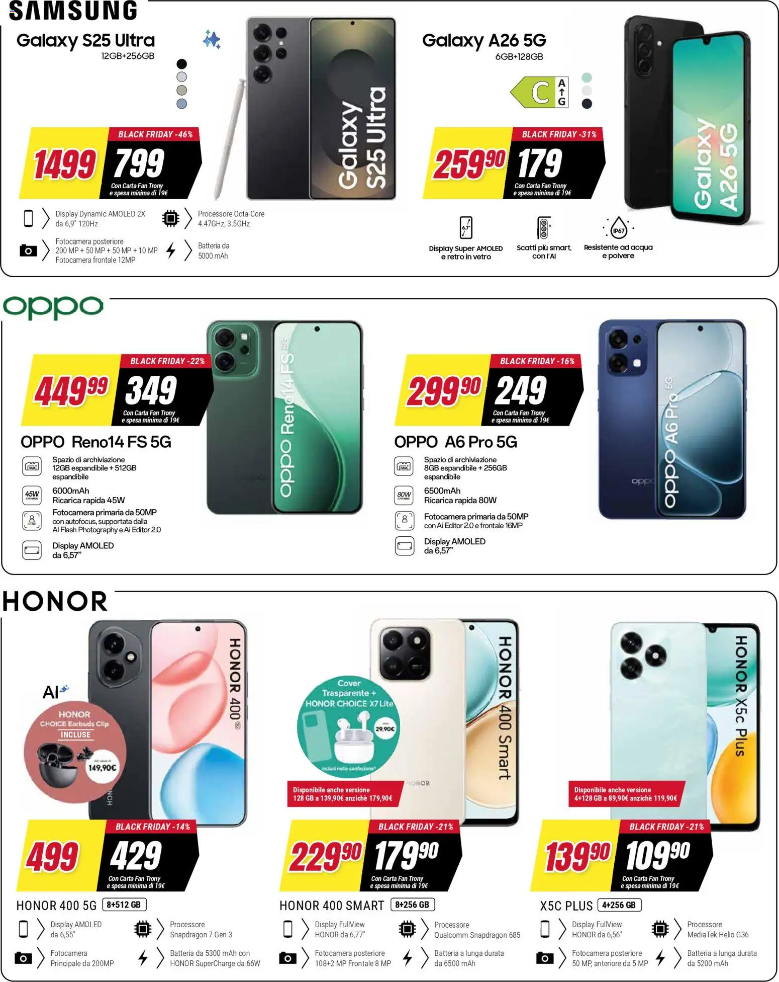Volantino Trony del 25.11.2025 | Pagina: 3 | Prodotti: Samsung Galaxy, Acqua, Fotocamera, Fan