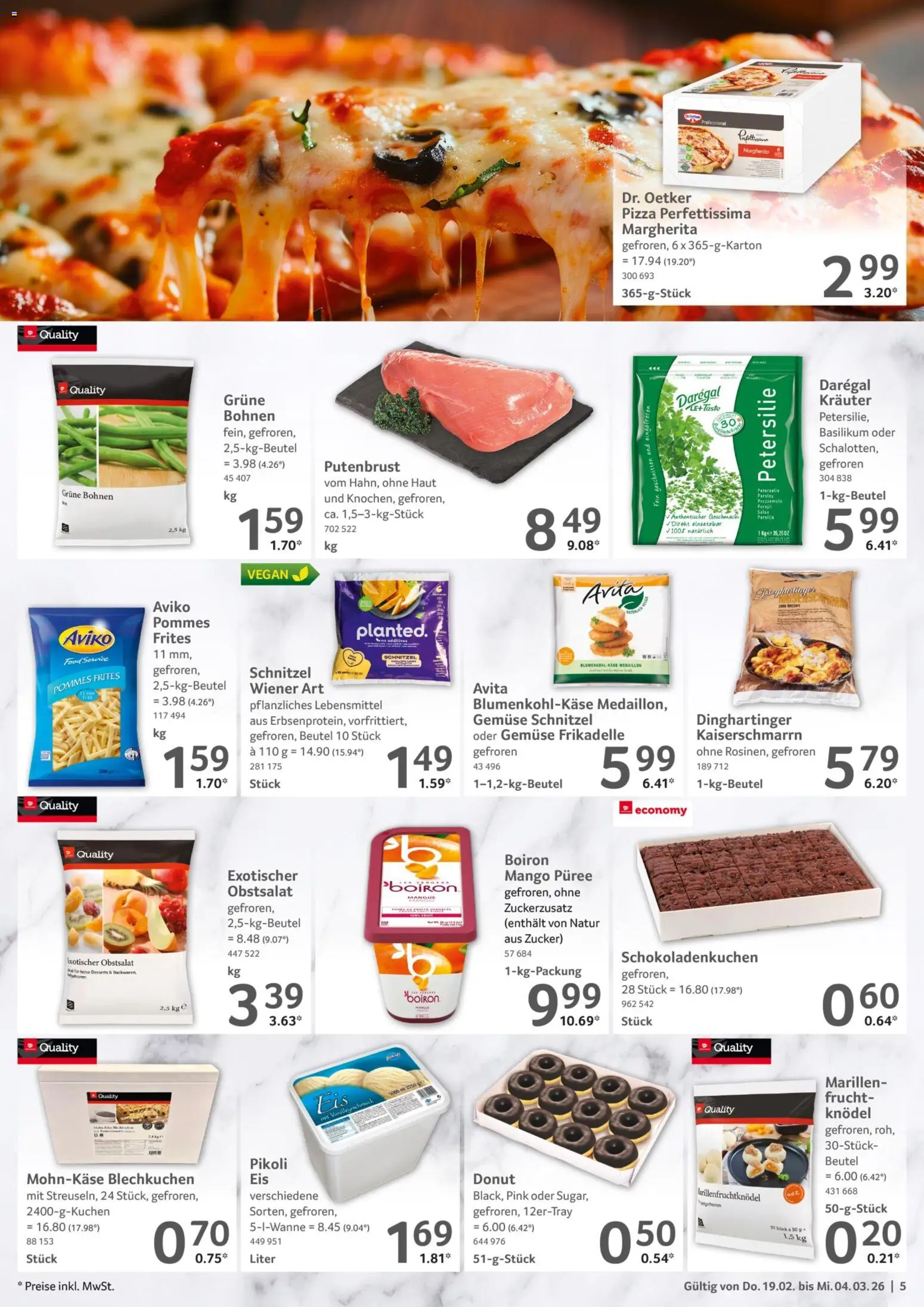 Selgros Gastronomie – gültig ab 19.02.2026 | Seite: 5 | Produkte: Pommes frites, Schnitzel, Gemüse, Pizza