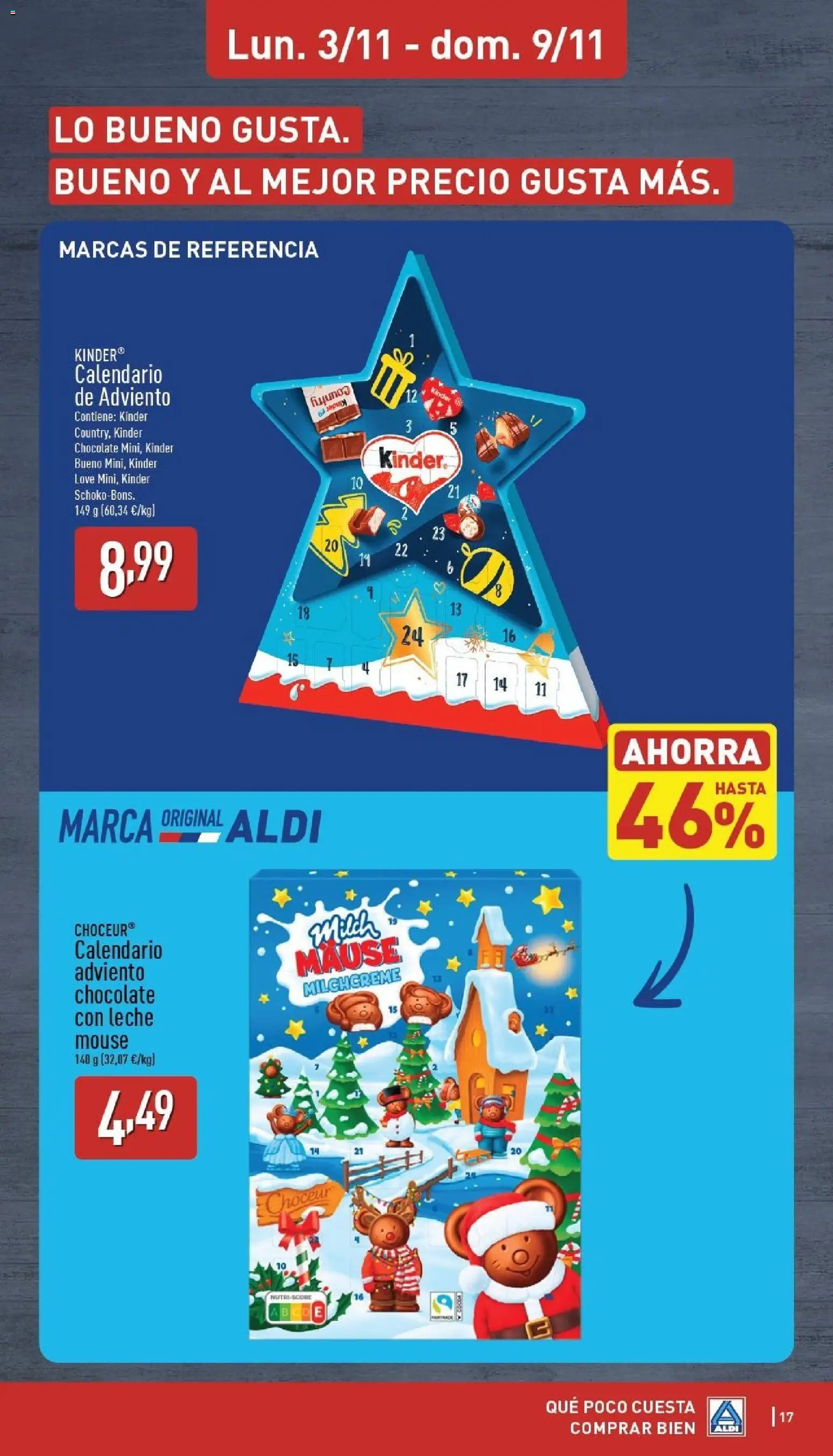 Aldi folleto Canarias │ válido desde el 03.11.2025 | Página: 17 | Productos: Leche, Chocolate, Mouse, Chocolate con leche