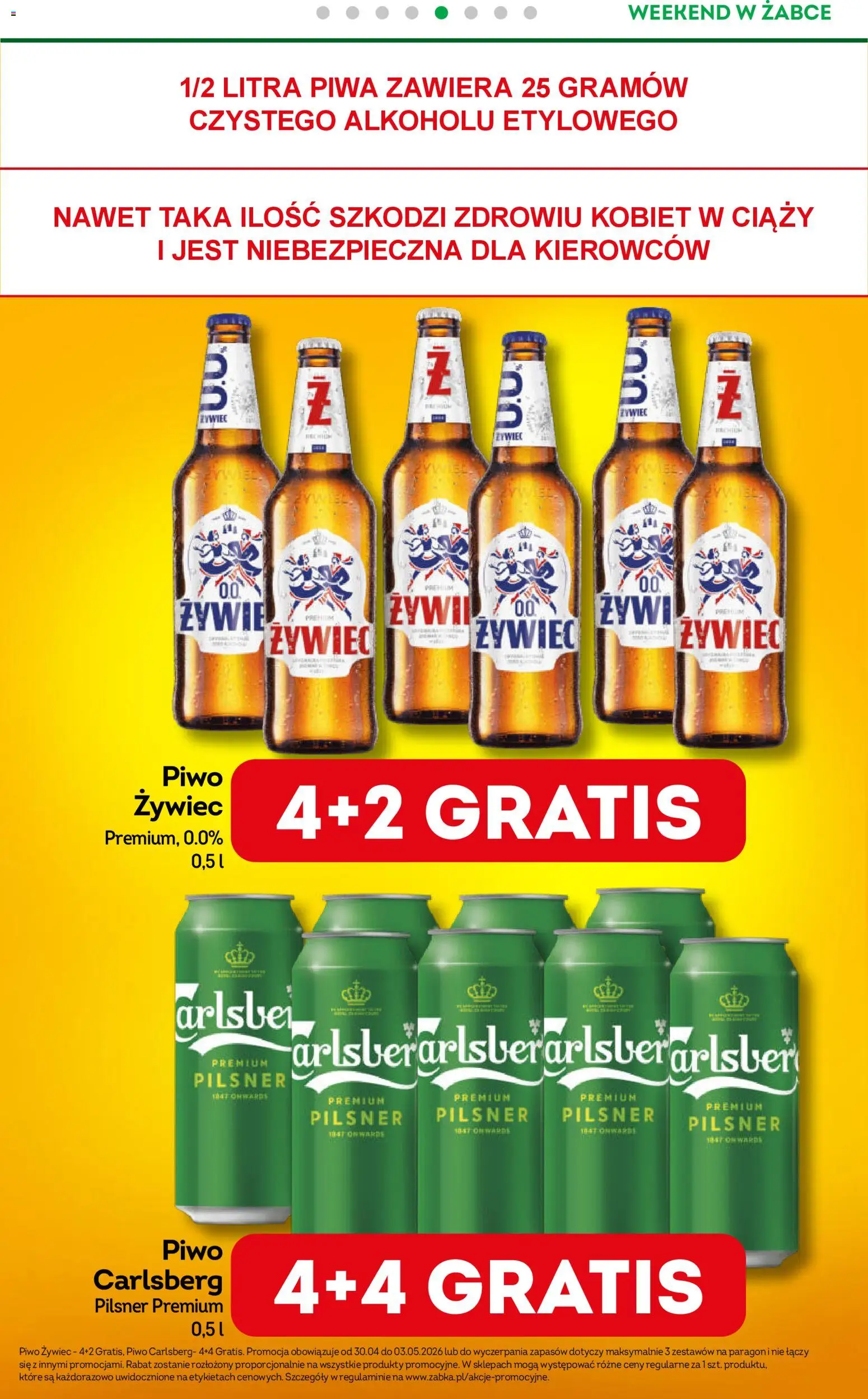 Żabka gazetka - Weekendowe promocje od 30.04.2026 | Strona: 6 | Produkty: Piwo Carlsberg, Piwo