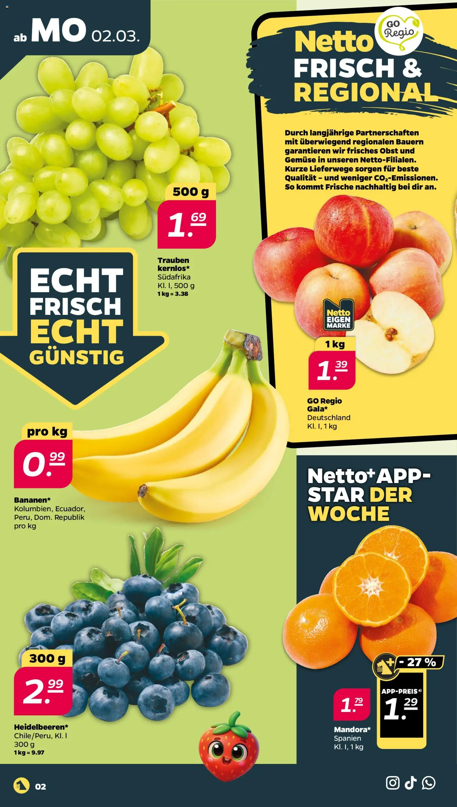 Netto Prospekt 	 – gültig ab 02.03.2026 | Seite: 2 | Produkte: Trauben, Gemüse, Obst