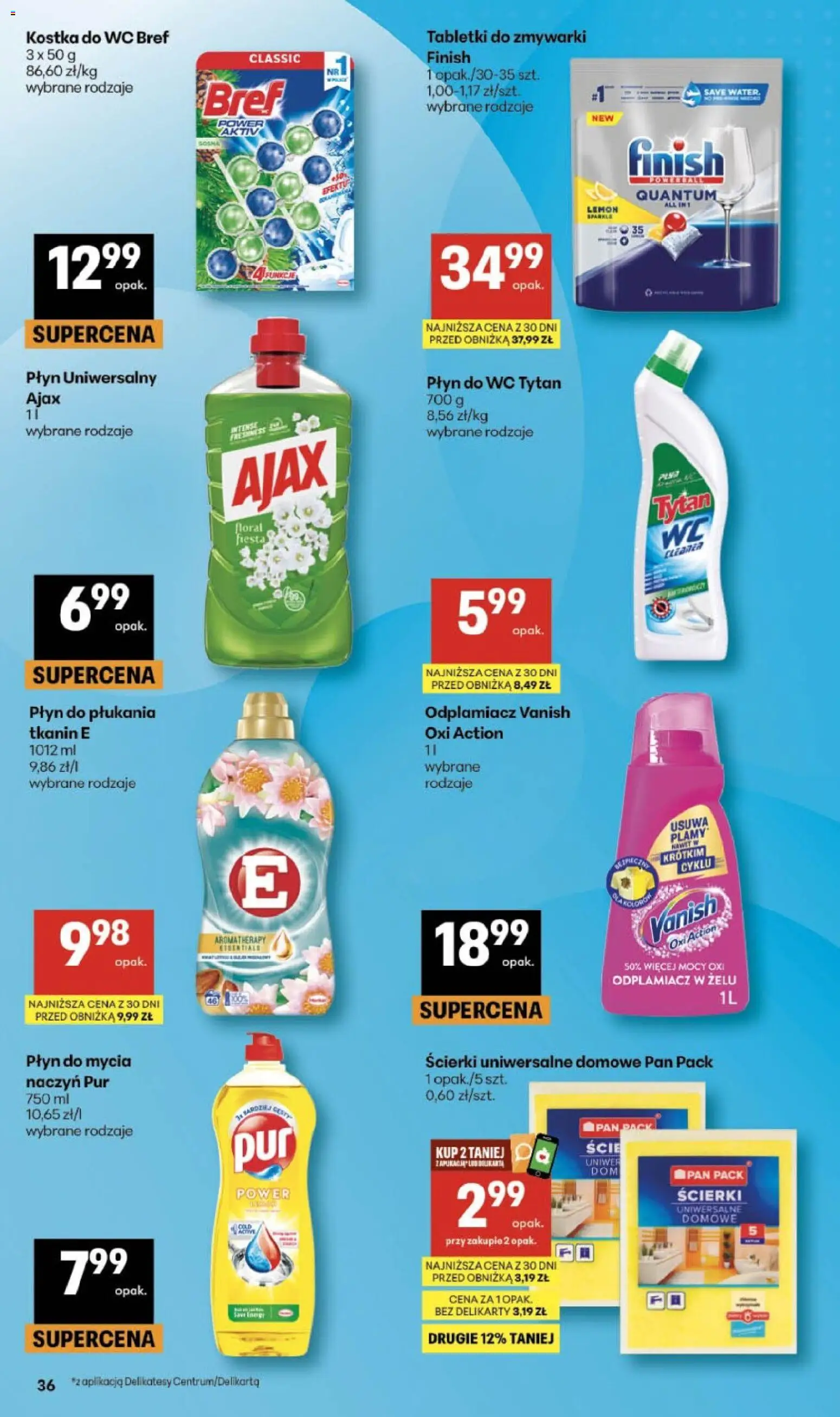 Delikatesy Centrum gazetka - Sklepy Własne od 16.04.2026 | Strona: 36 | Produkty: Delikatesy, Finish, Odplamiacz, Tabletki do zmywarki