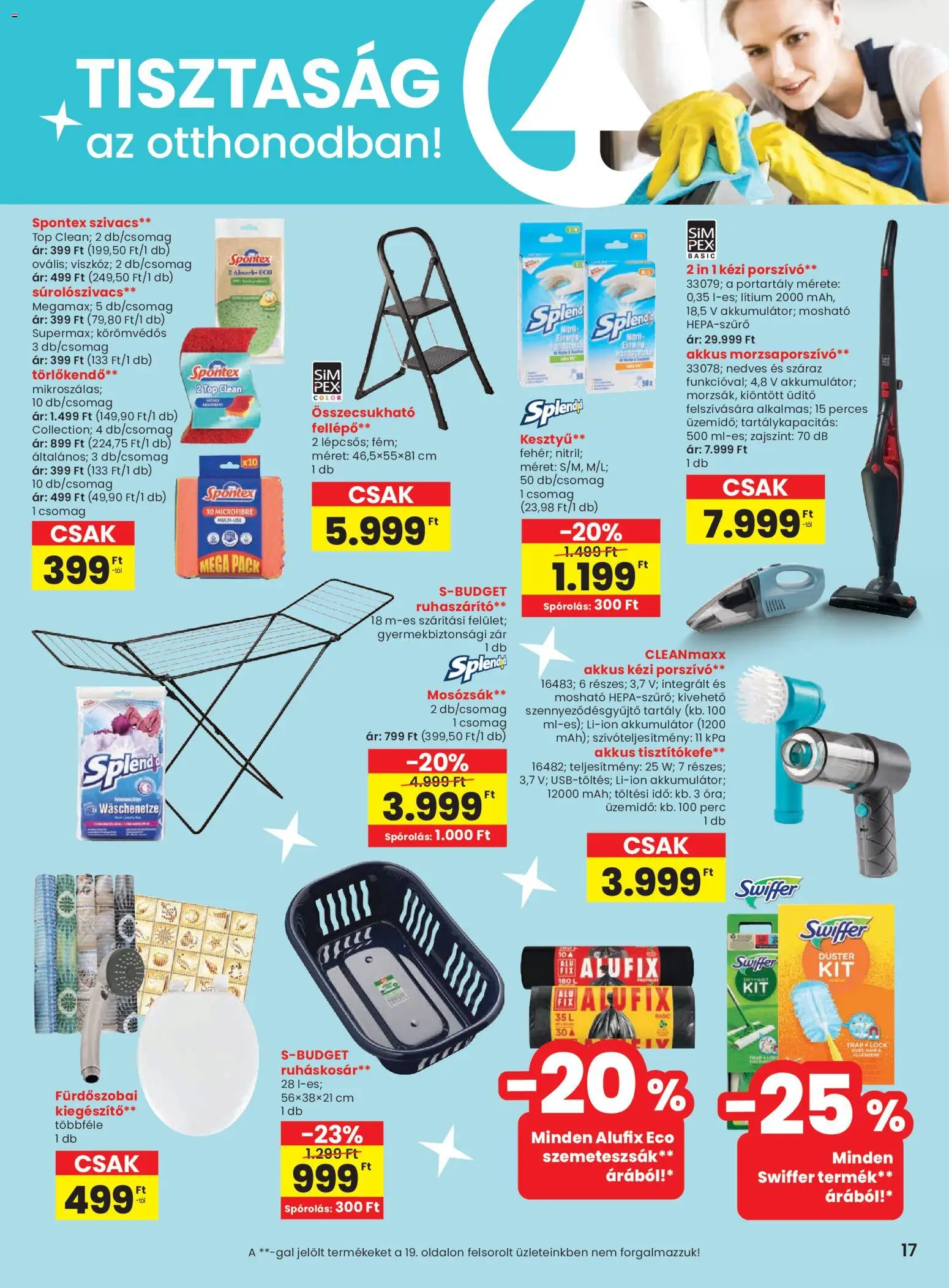 Spar akciós ujság - amely érvényes a következő dátumtól: 29.01.2026 | Oldal: 17 | Termékek: Kesztyű, Szemeteszsák, Törlőkendő, Akkumulátor