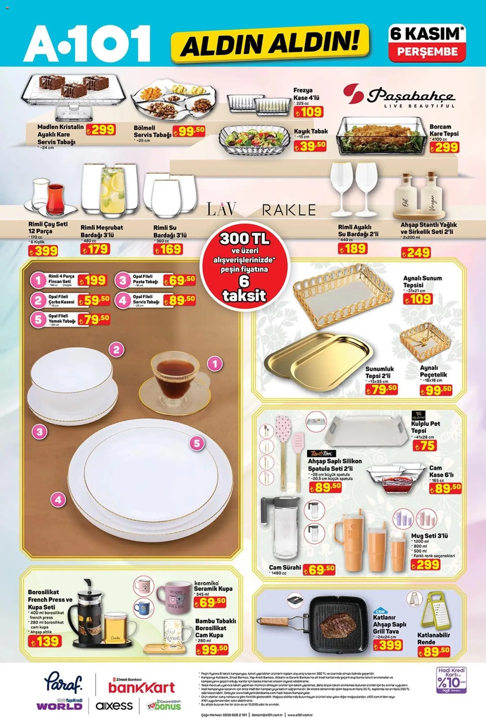 A101 Katalog Aldın Aldın - 06.11.2025 tarihinden itibaren geçerlidir | Sayfa: 9 | Ürünler: Çay, Tepsi, Su bardağı, French press