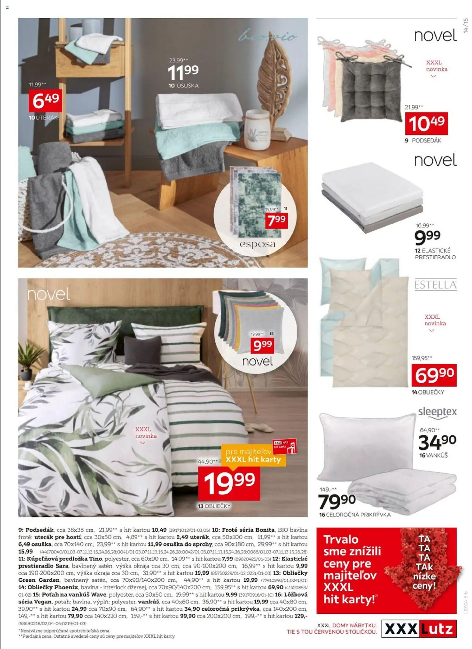 Nové XXXLutz akcie – leták je platný od 20.04.2026 | Strana: 15 | Produkty: Obliečky, Vankúš, Uterák
