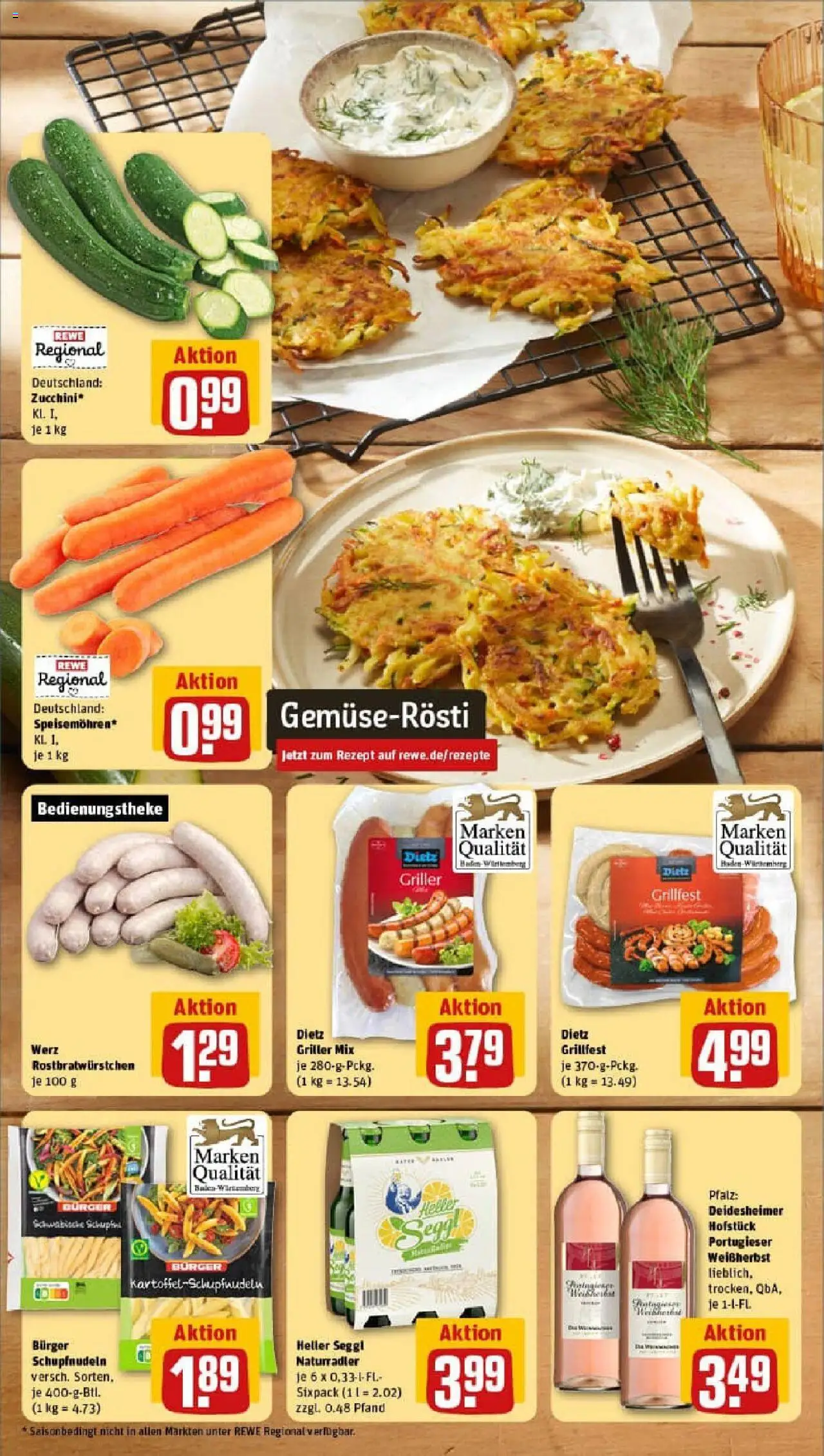 Rewe prospekt Saulheim	 - gültig ab dem 13.07.2025 | Seite: 4 | Produkte: Burger, Radler, Zucchini, Griller