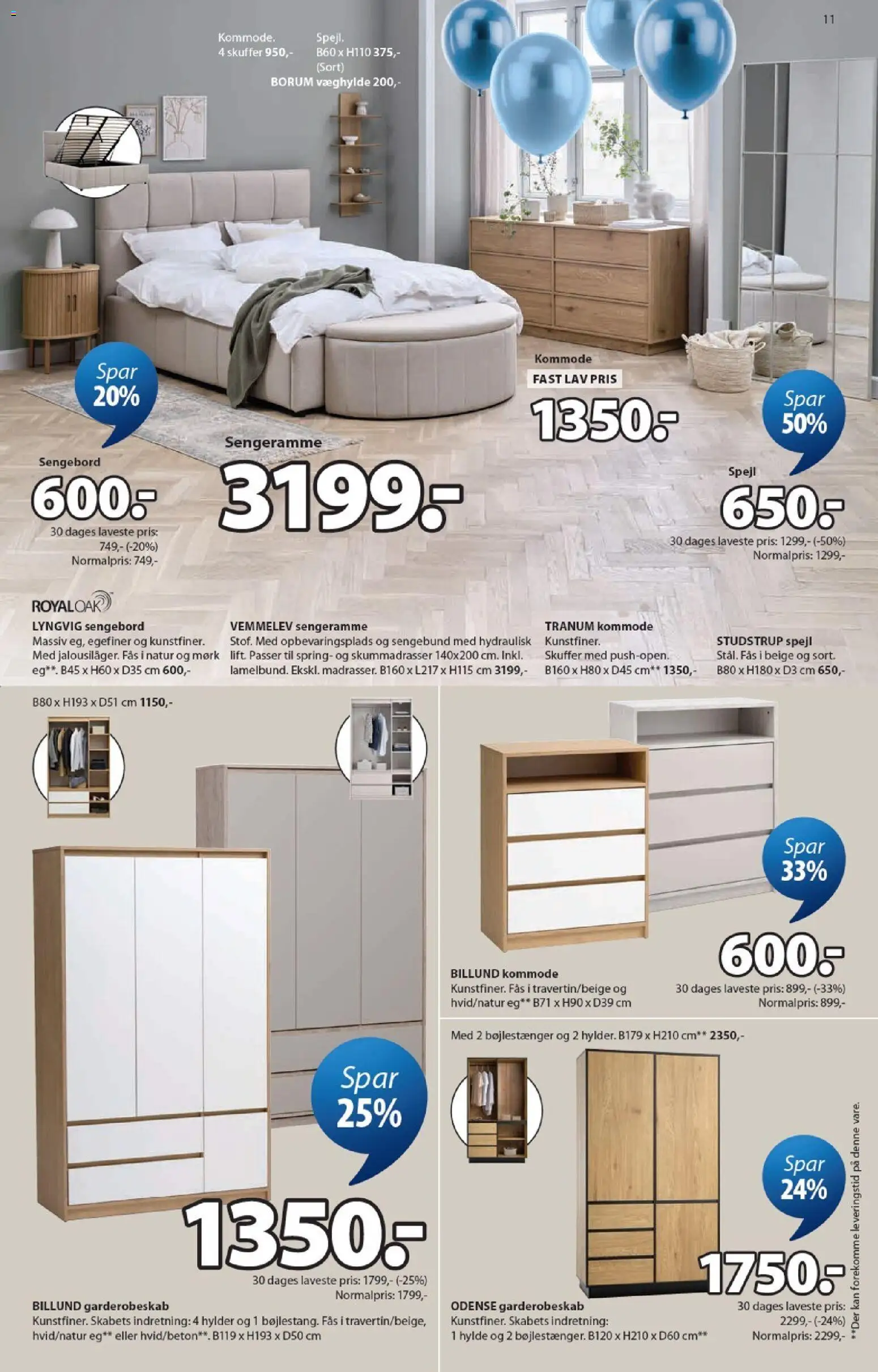 JYSK tilbudsavis – gyldig fra 27.03.2026 | Side: 11 | Produkter: Sengebund, Kommode, Hylde, Spejl