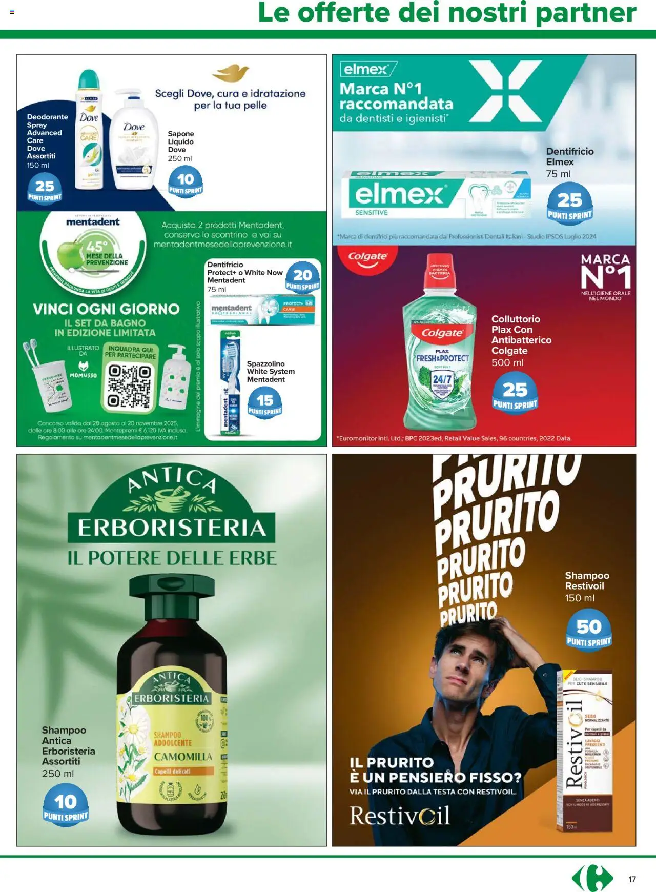 Volantino Carrefour del 24.10.2025 | Pagina: 17 | Prodotti: Shampoo, Sapone, Deodorante, Dentifricio