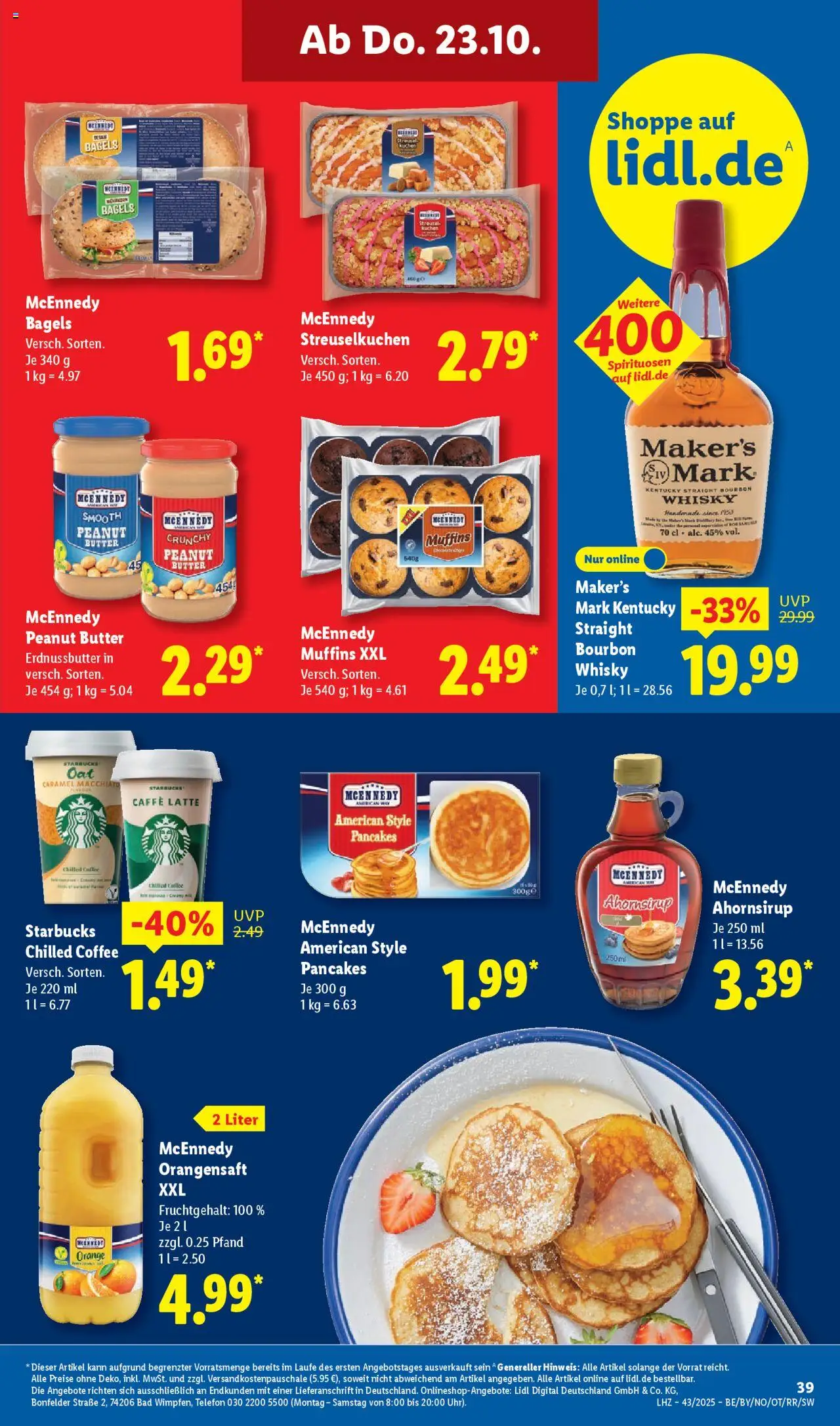 Lidl Prospekt Stuttgart-Mitte – gültig ab 20.10.2025 | Seite: 57 | Produkte: Whisky, Starbucks, Orangensaft, Bourbon