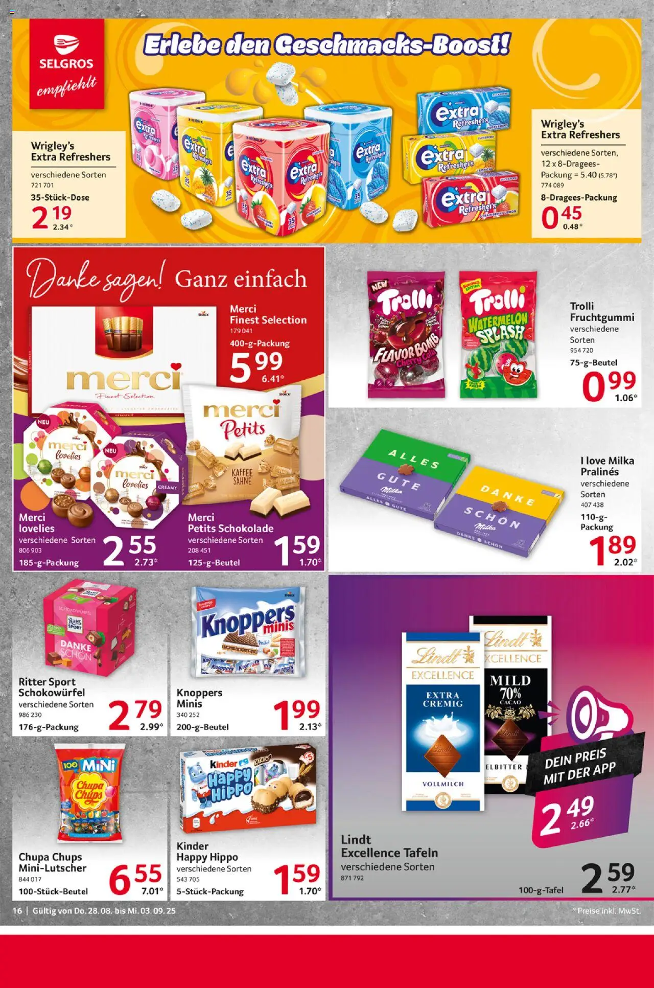 Selgros Prospekt 	 - gültig ab dem 28.08.2025 | Seite: 16 | Produkte: Cola, Schokolade, Ritter sport, Knoppers