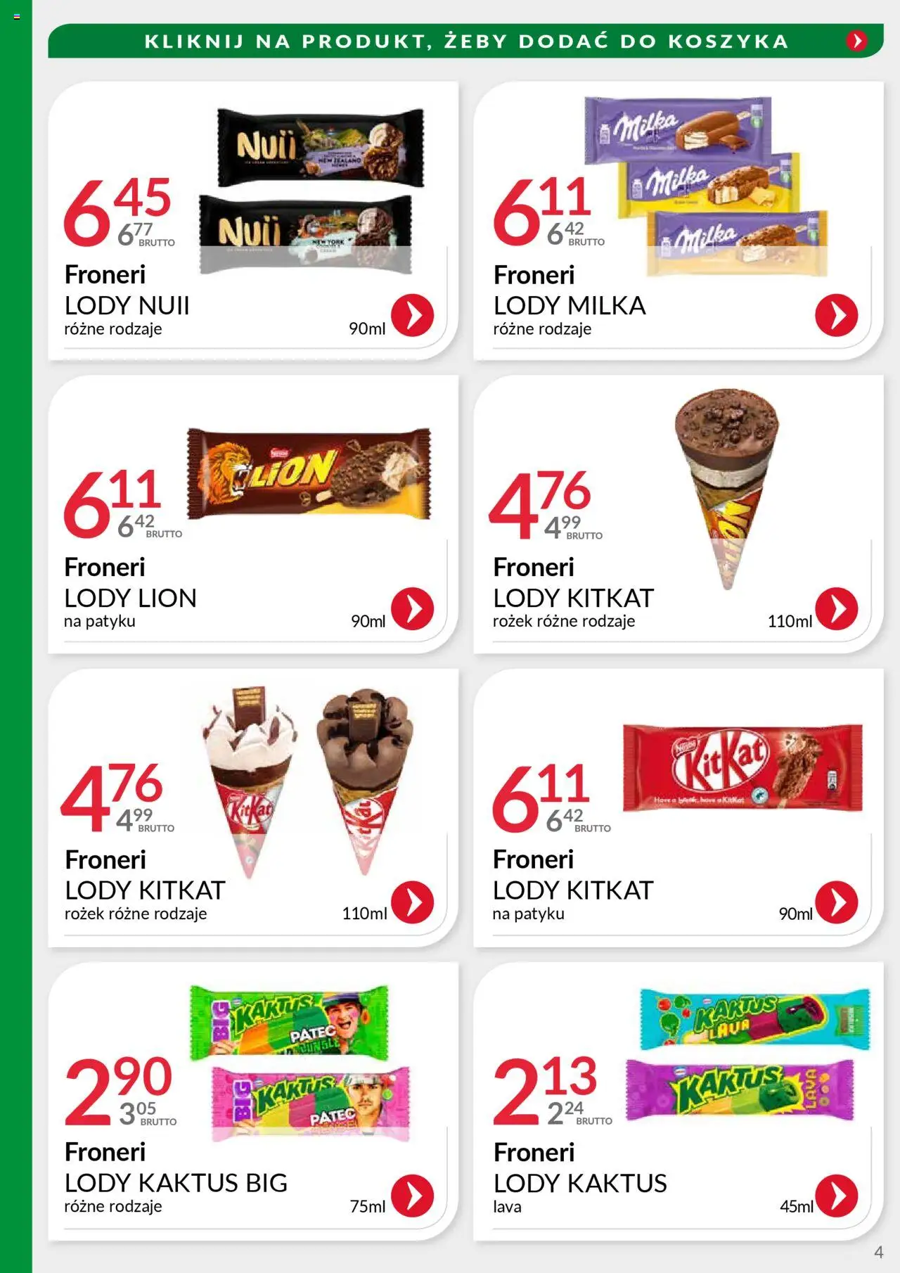Eurocash Gazetka - Oferta Południe od 03.08.2025 | Strona: 4 | Produkty: Milka, Lody Kaktus, Lody