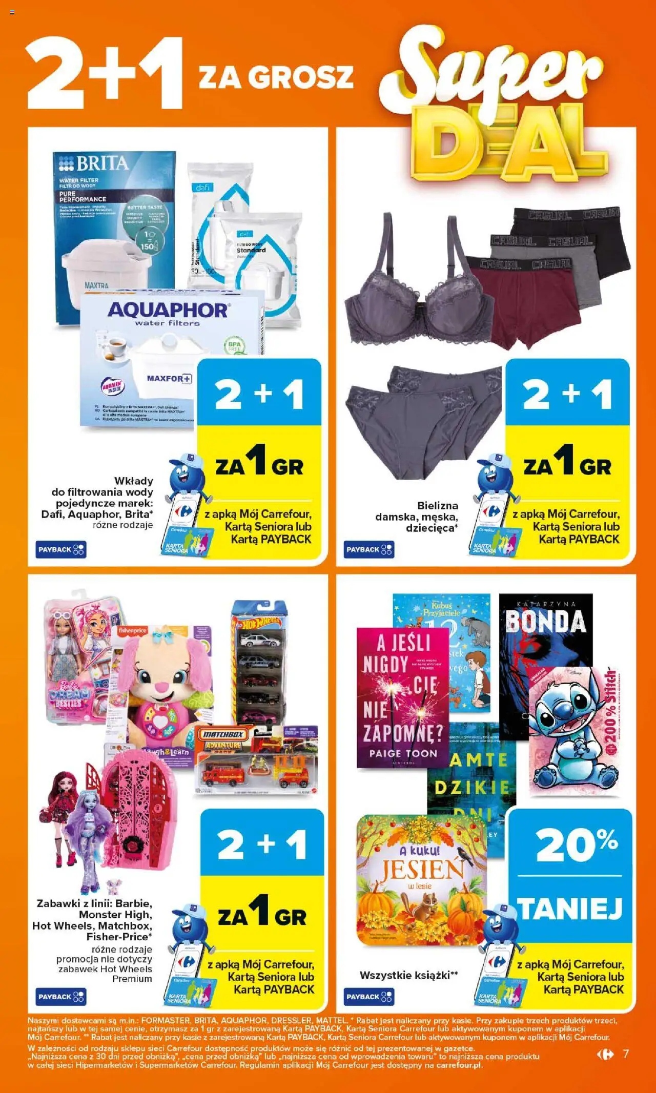 Carrefour Gazetka od 15.09.2025 | Strona: 7 | Produkty: Karta, Bielizna, Filtr do wody, Książki