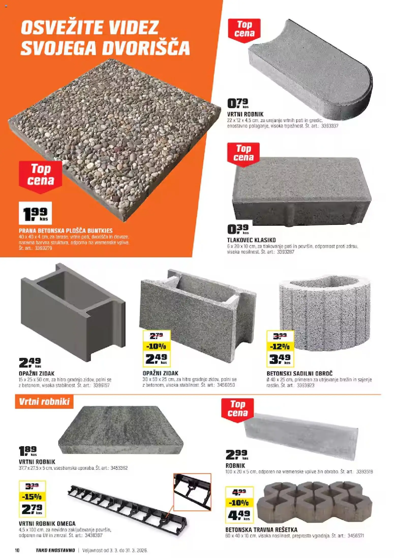 Novi OBI katalog ponudbe – veljaven od 03.03.2026 | Stran: 10 | Izdelki: Zidak, Robnik, Tlakovec